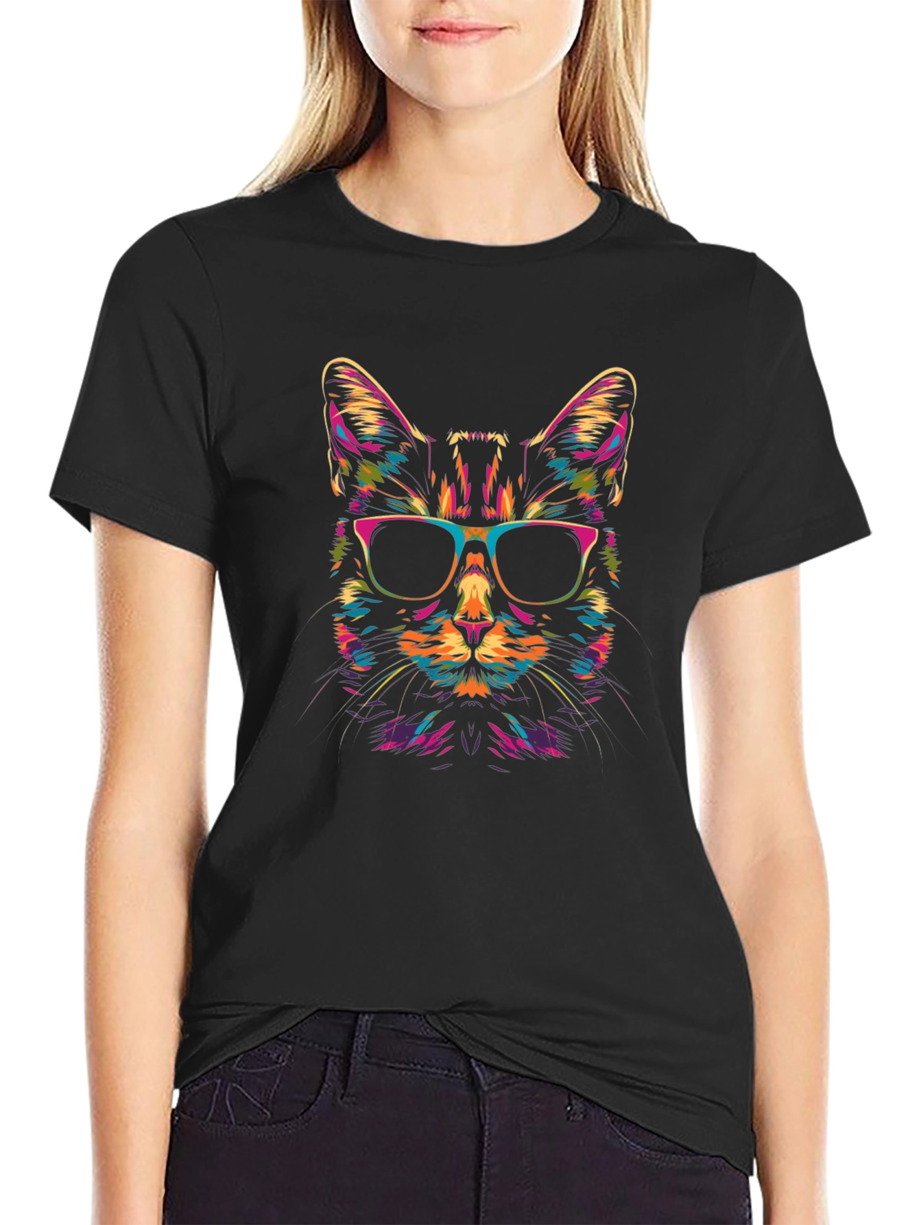 Cool Cat Graphic Tee - Unisex Black T-Shirt