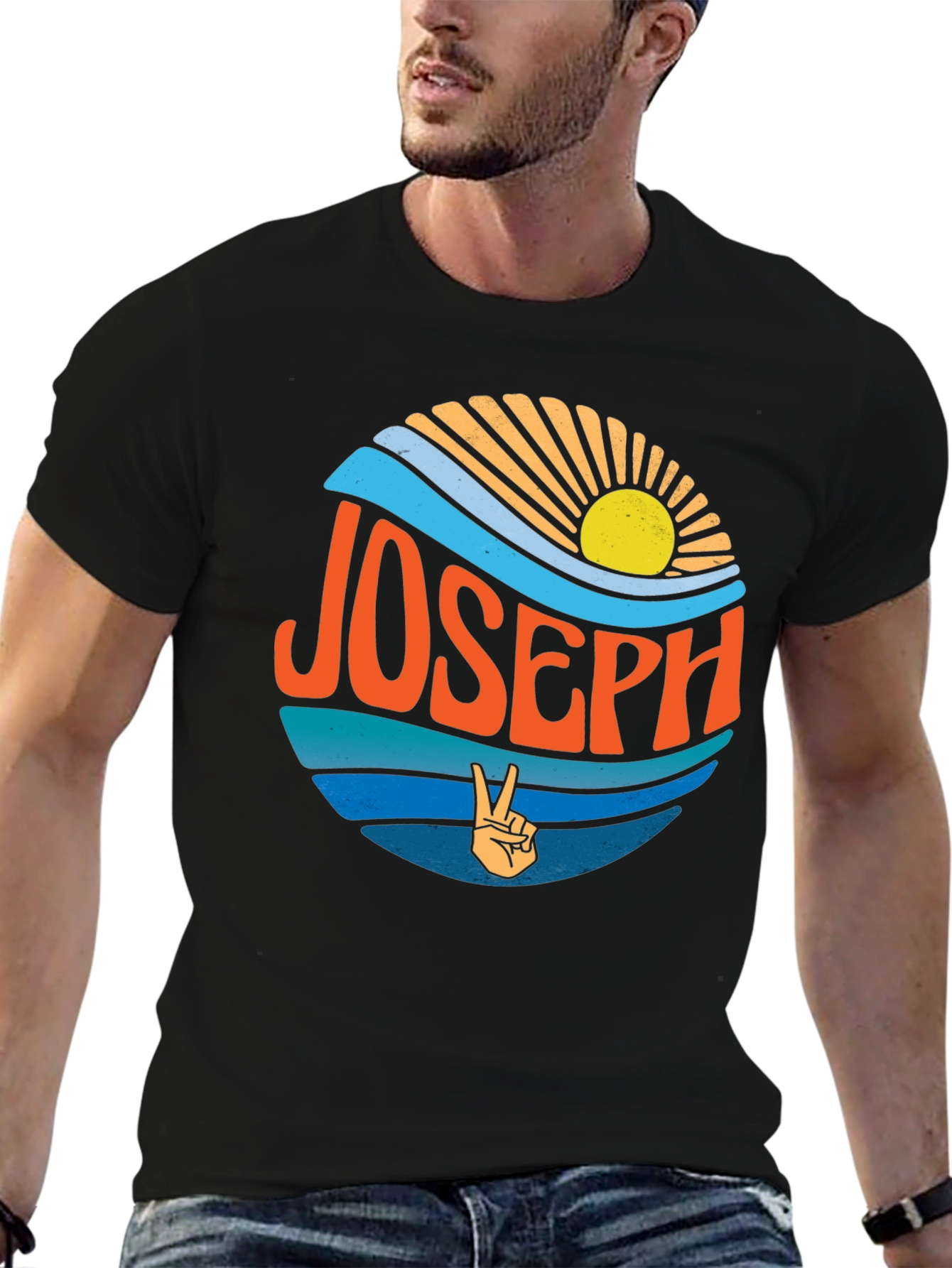 Joseph Retro Sunset T-Shirt - Custom Name Tee