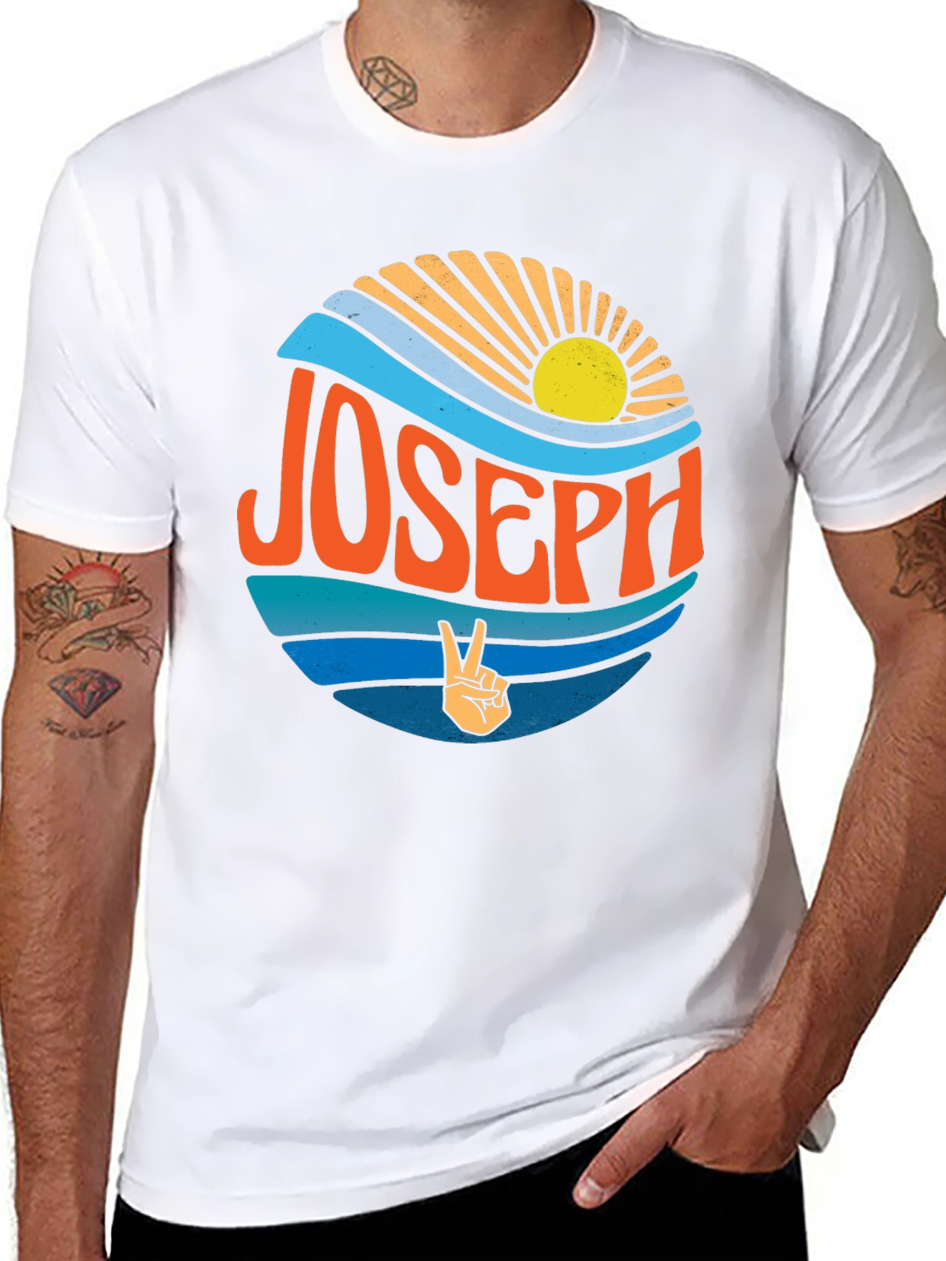 Joseph Retro Sunset T-Shirt - Custom Name Tee