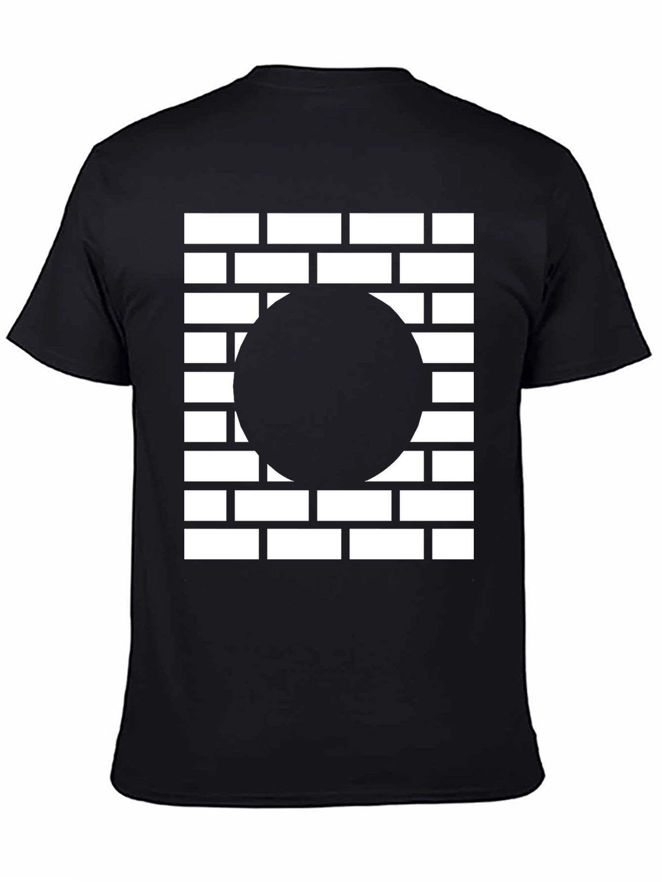 Abstract Brick Wall Circle Graphic Tee - Black