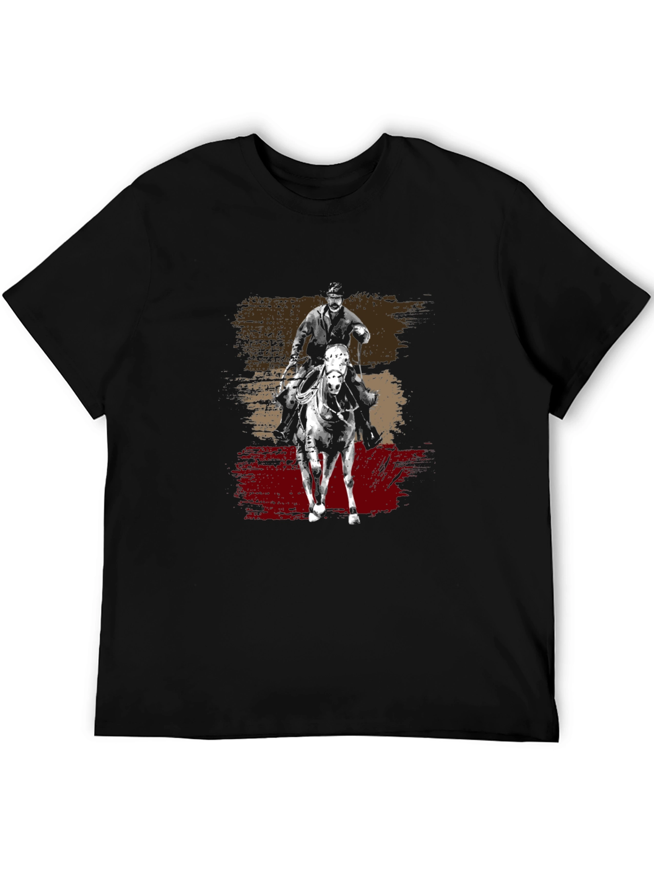 Equestrian Print Tee - Black Graphic T-Shirt