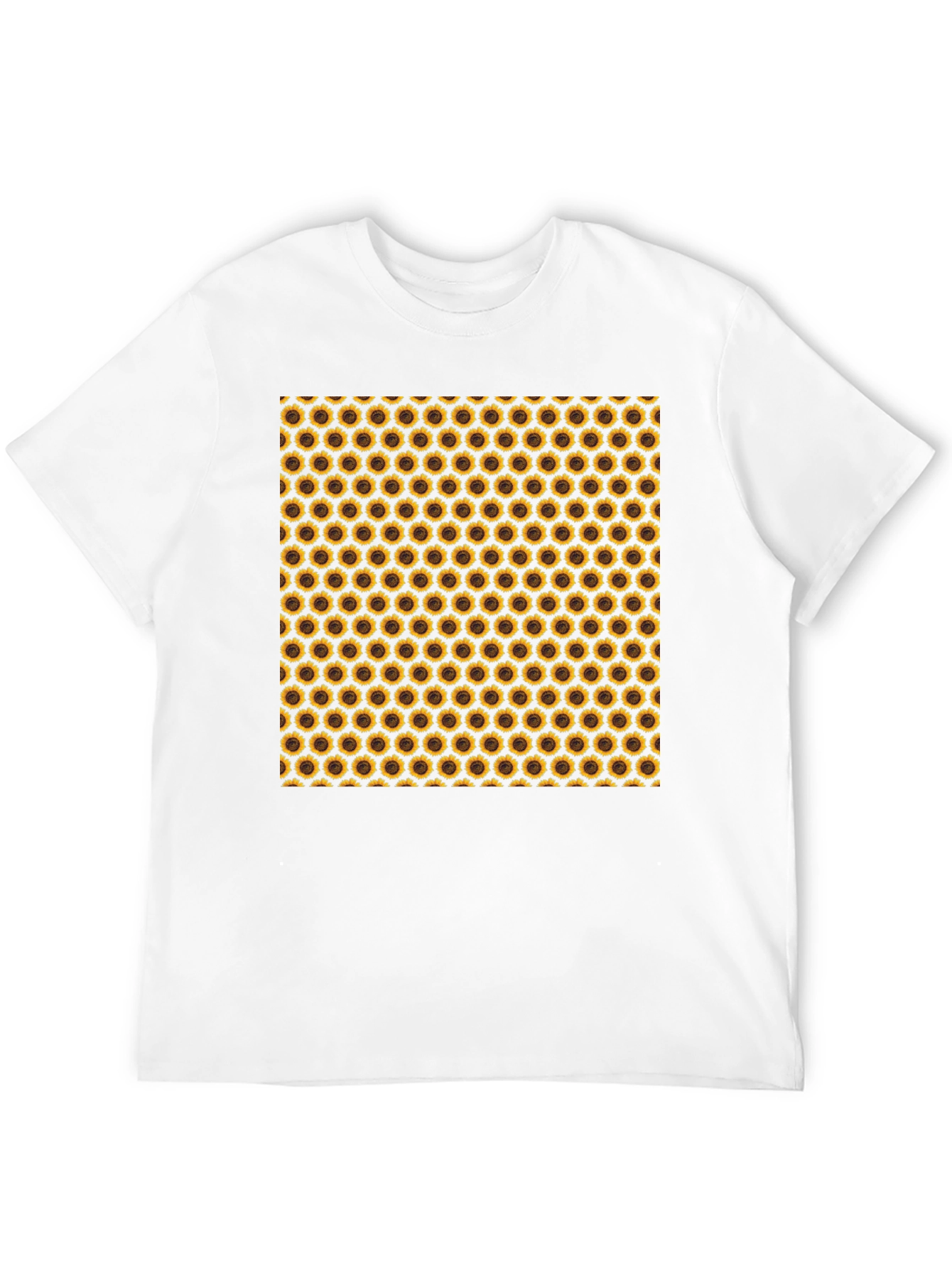 Sunflower Pattern Black T-Shirt