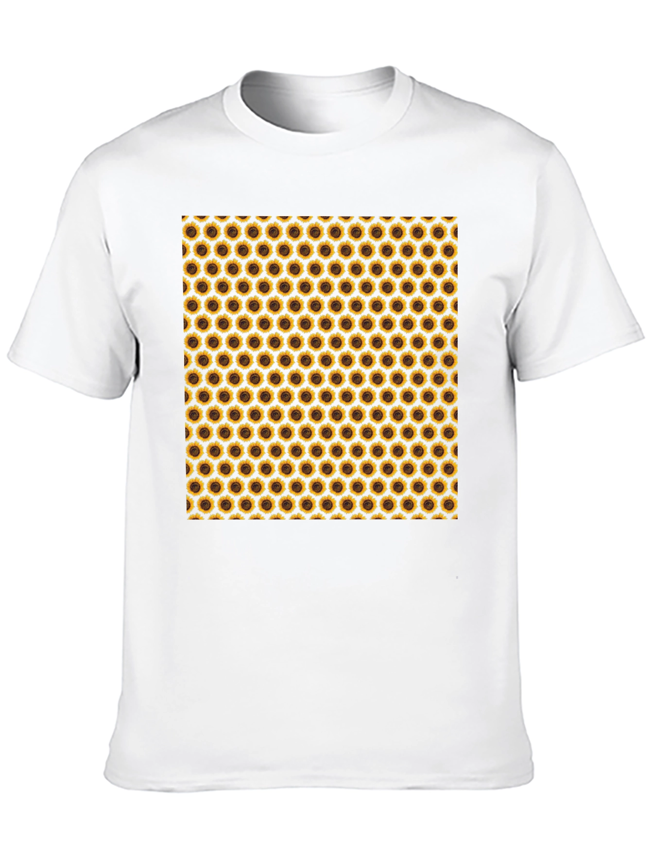 Sunflower Pattern Black T-Shirt