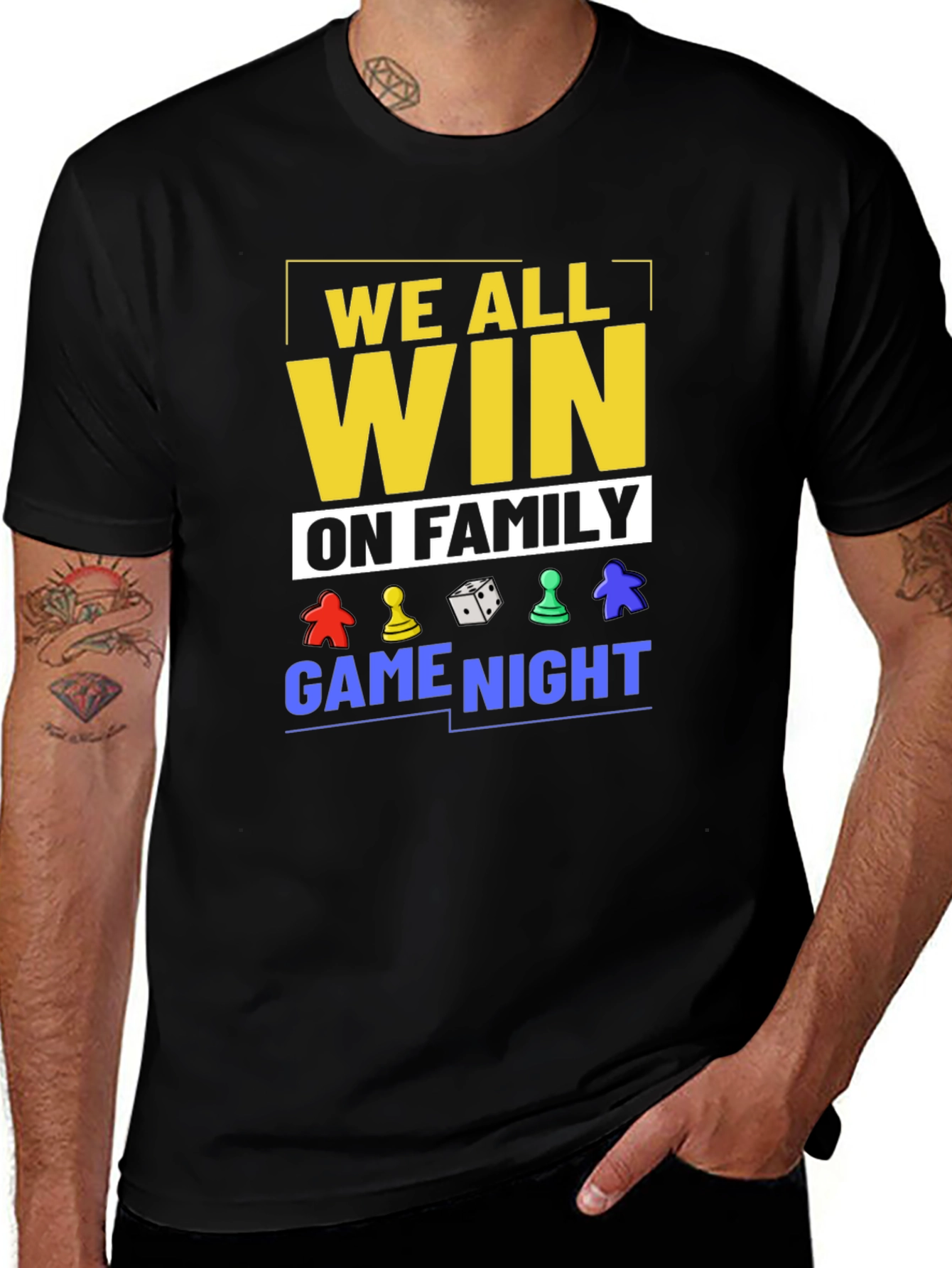 We All Win On Family Game Night Black T-Shirt