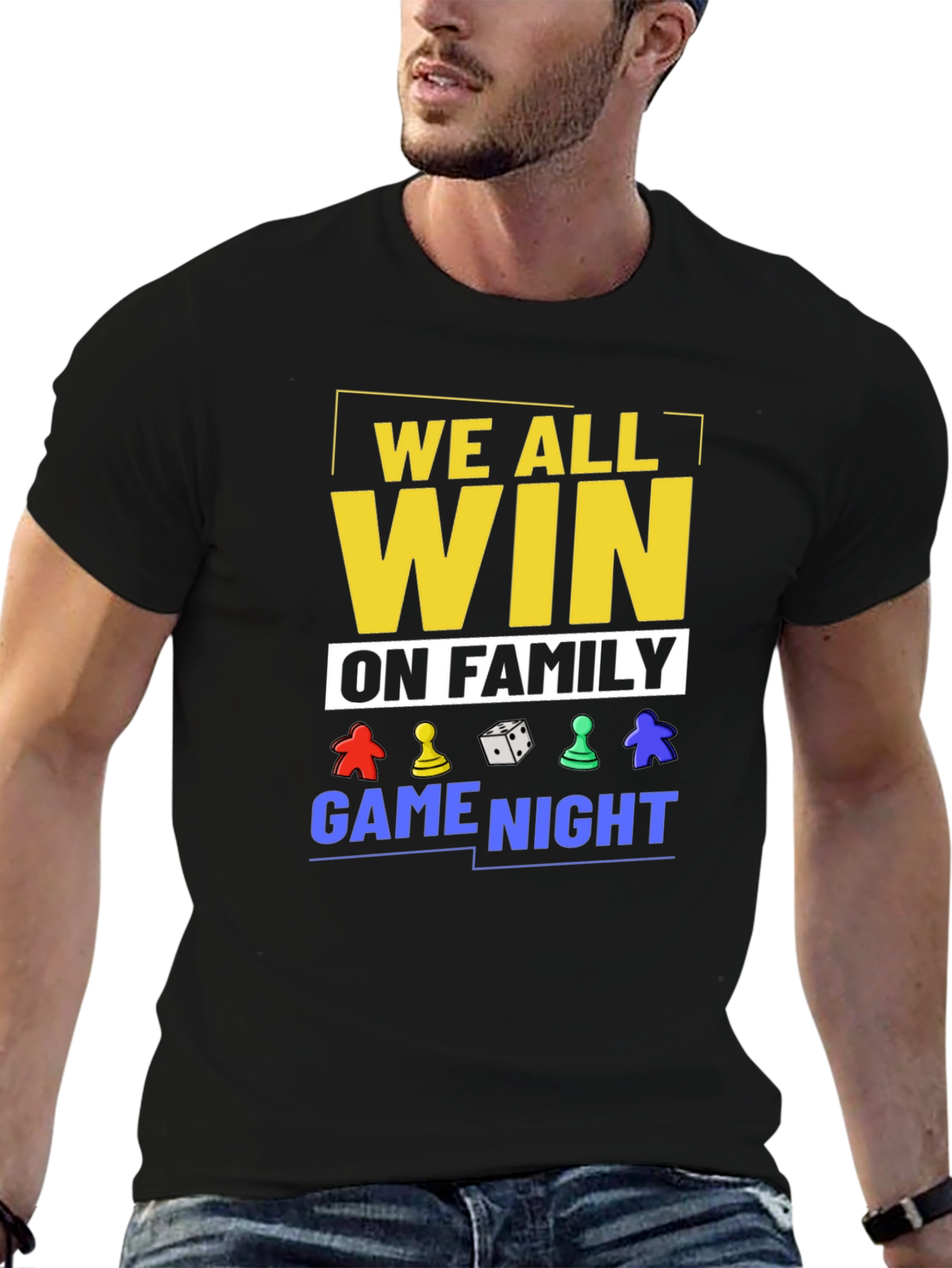 We All Win On Family Game Night Black T-Shirt