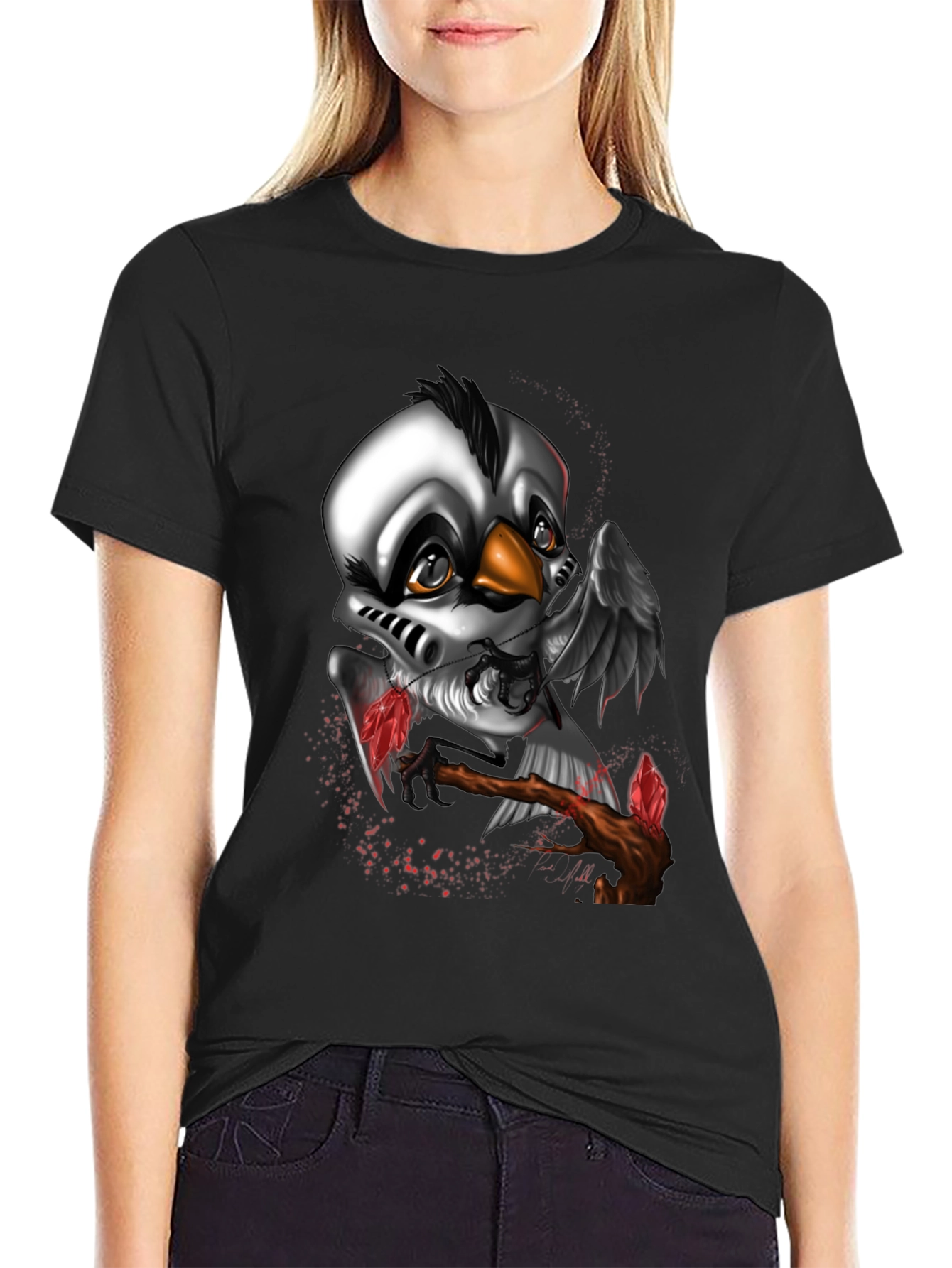 Unique Crow Graphic Black T-Shirt