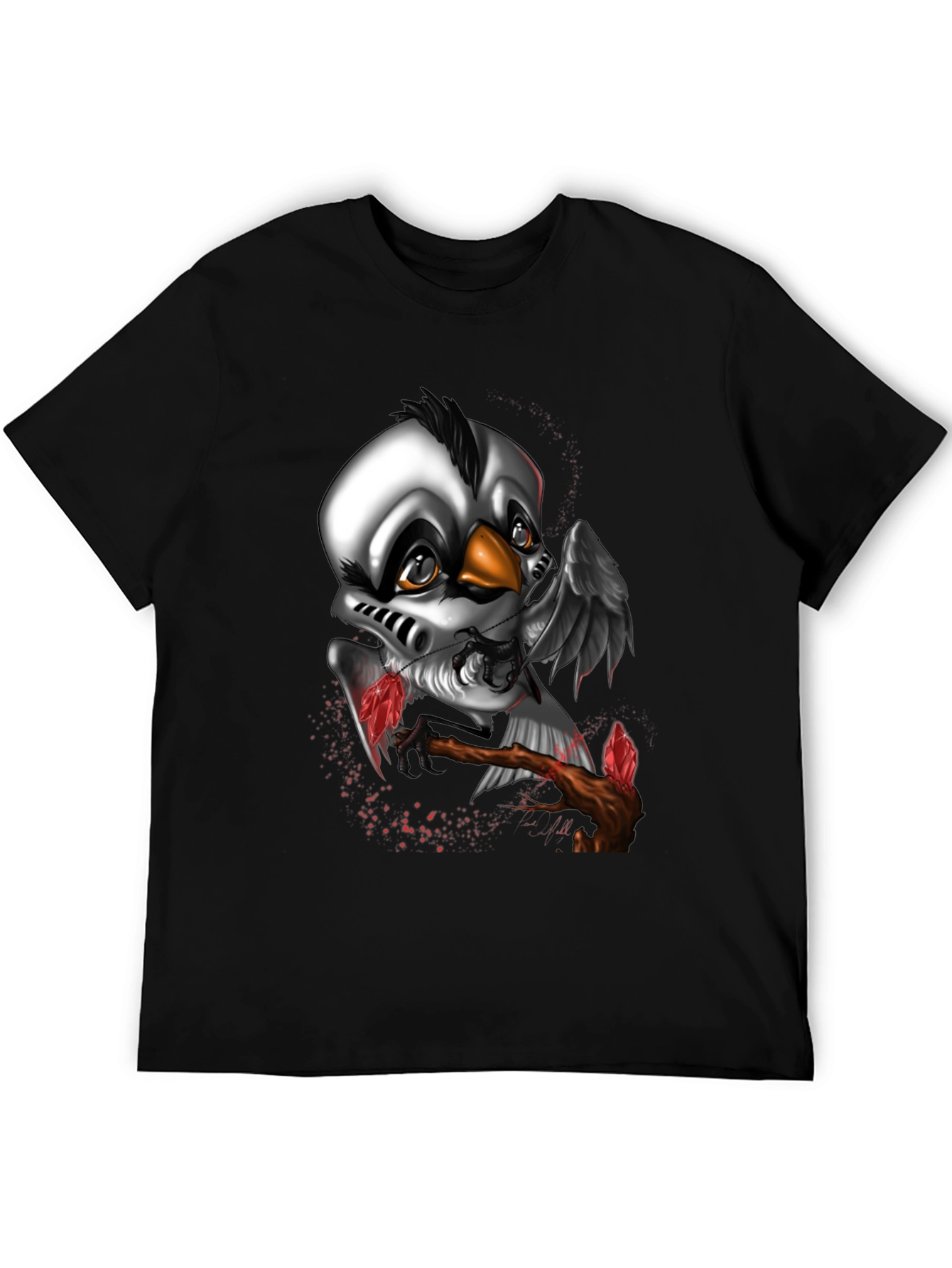 Unique Crow Graphic Black T-Shirt