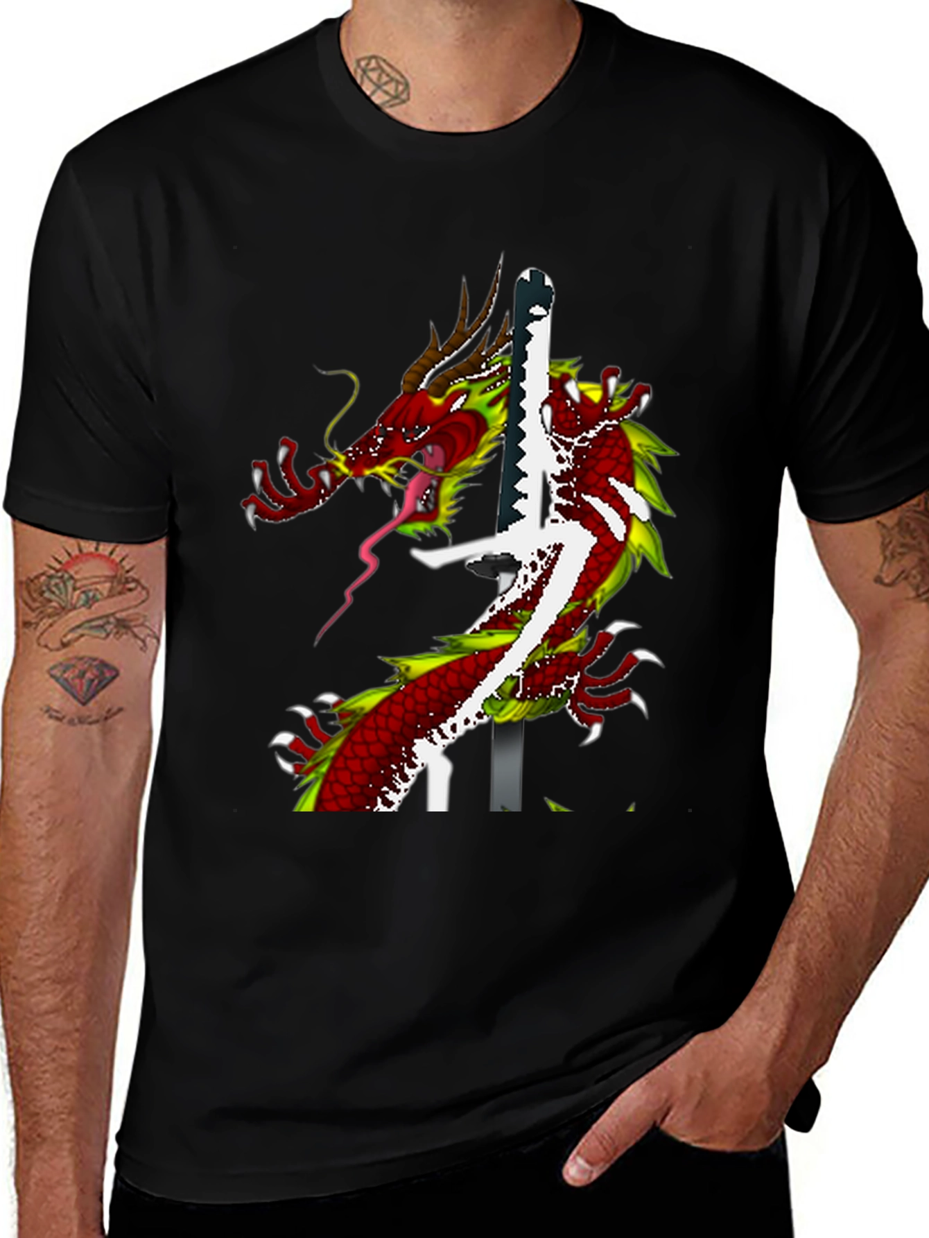 Dragon Katana Graphic T-Shirt