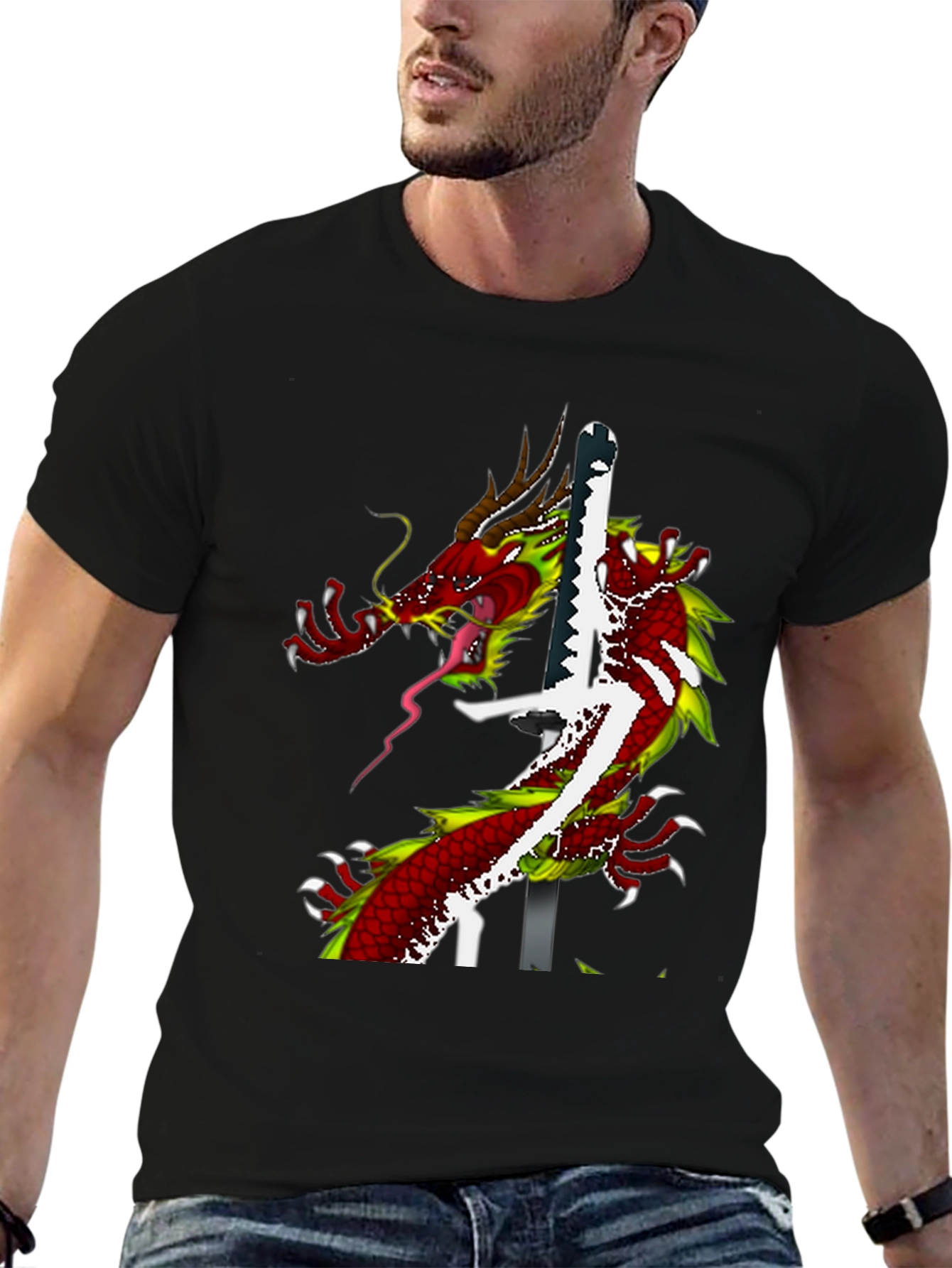 Dragon Katana Graphic T-Shirt