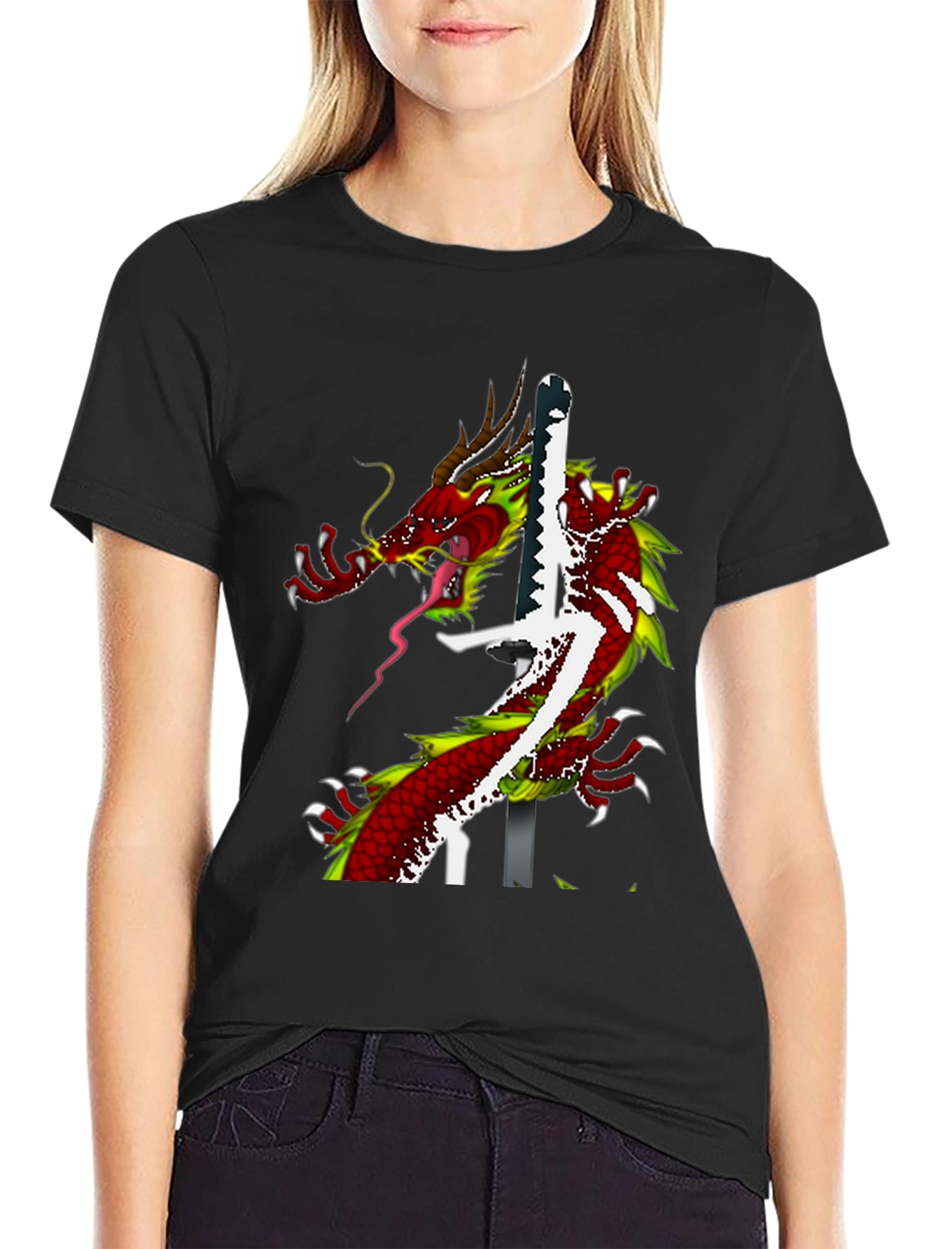 Dragon Katana Graphic T-Shirt