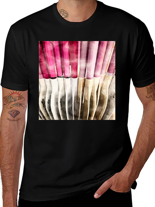 Abstract Watercolor Vertical Stripes Mens Tee