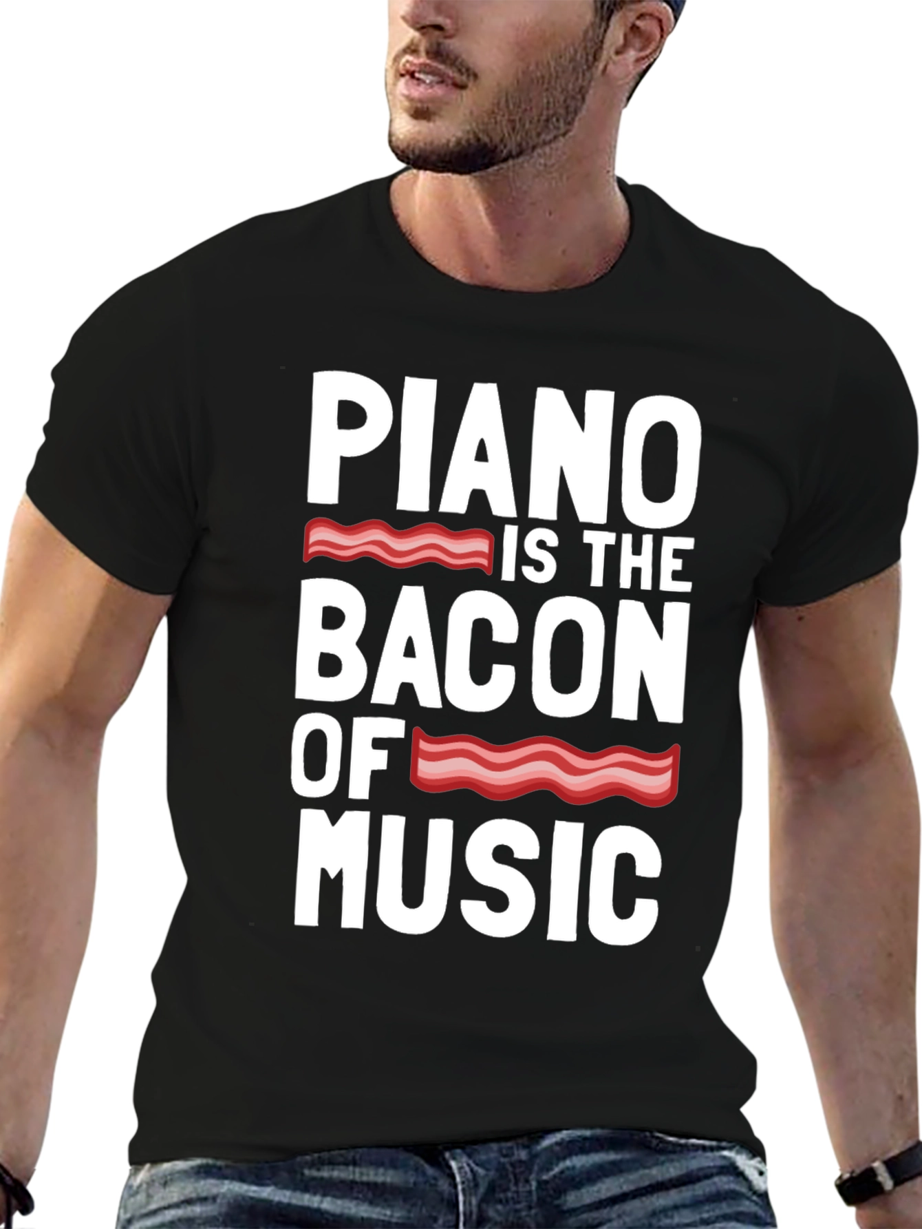 Piano Bacon of Music Funny T-Shirt