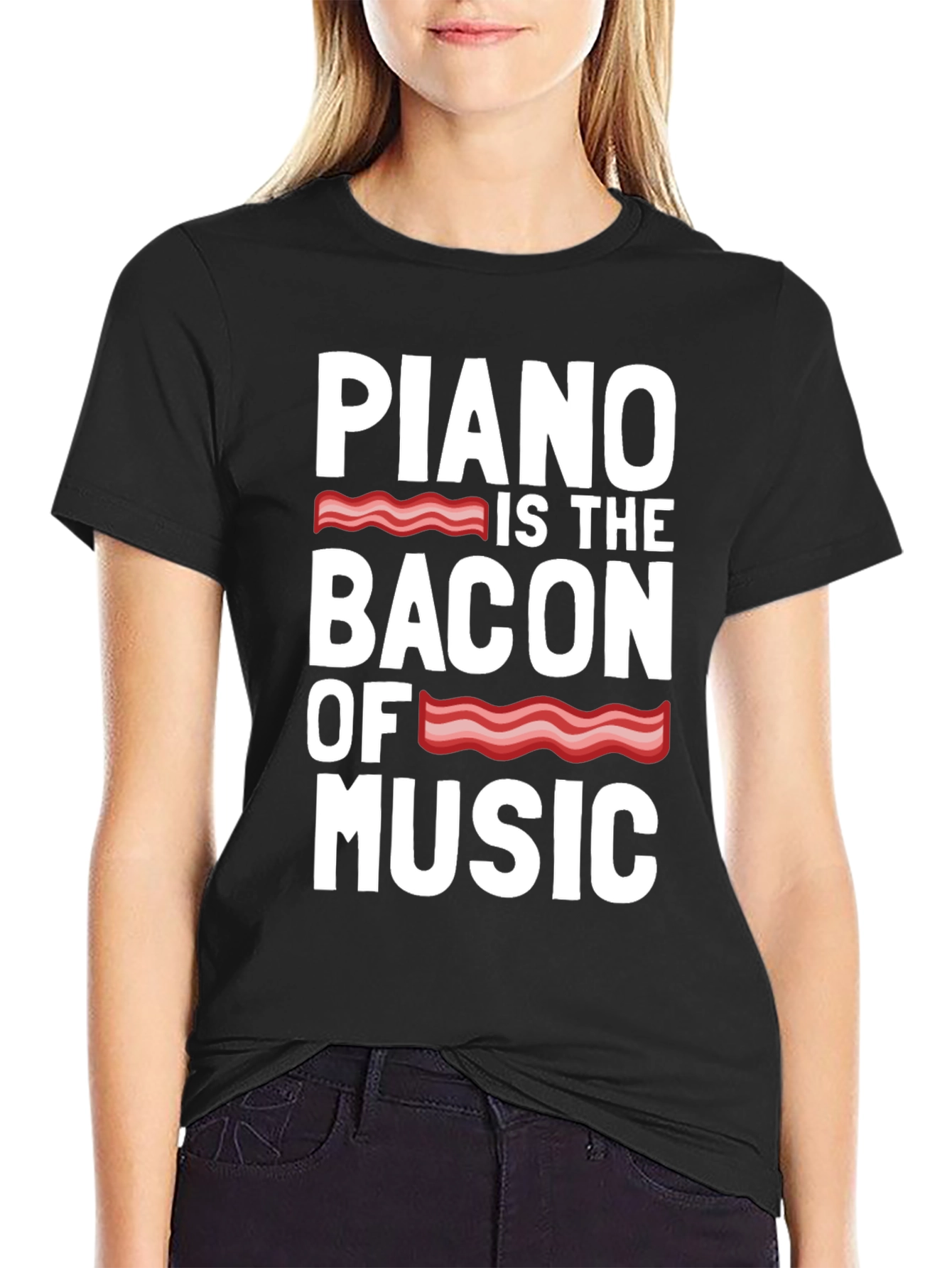 Piano Bacon of Music Funny T-Shirt