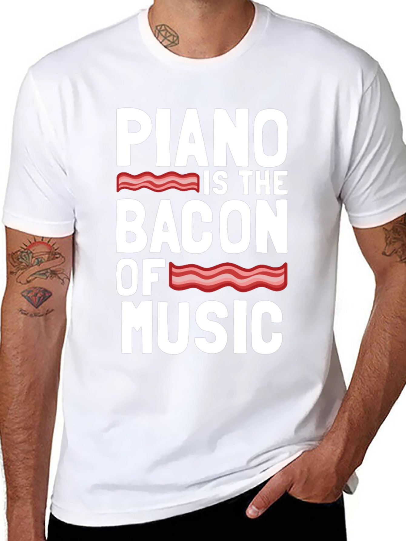 Piano Bacon of Music Funny T-Shirt