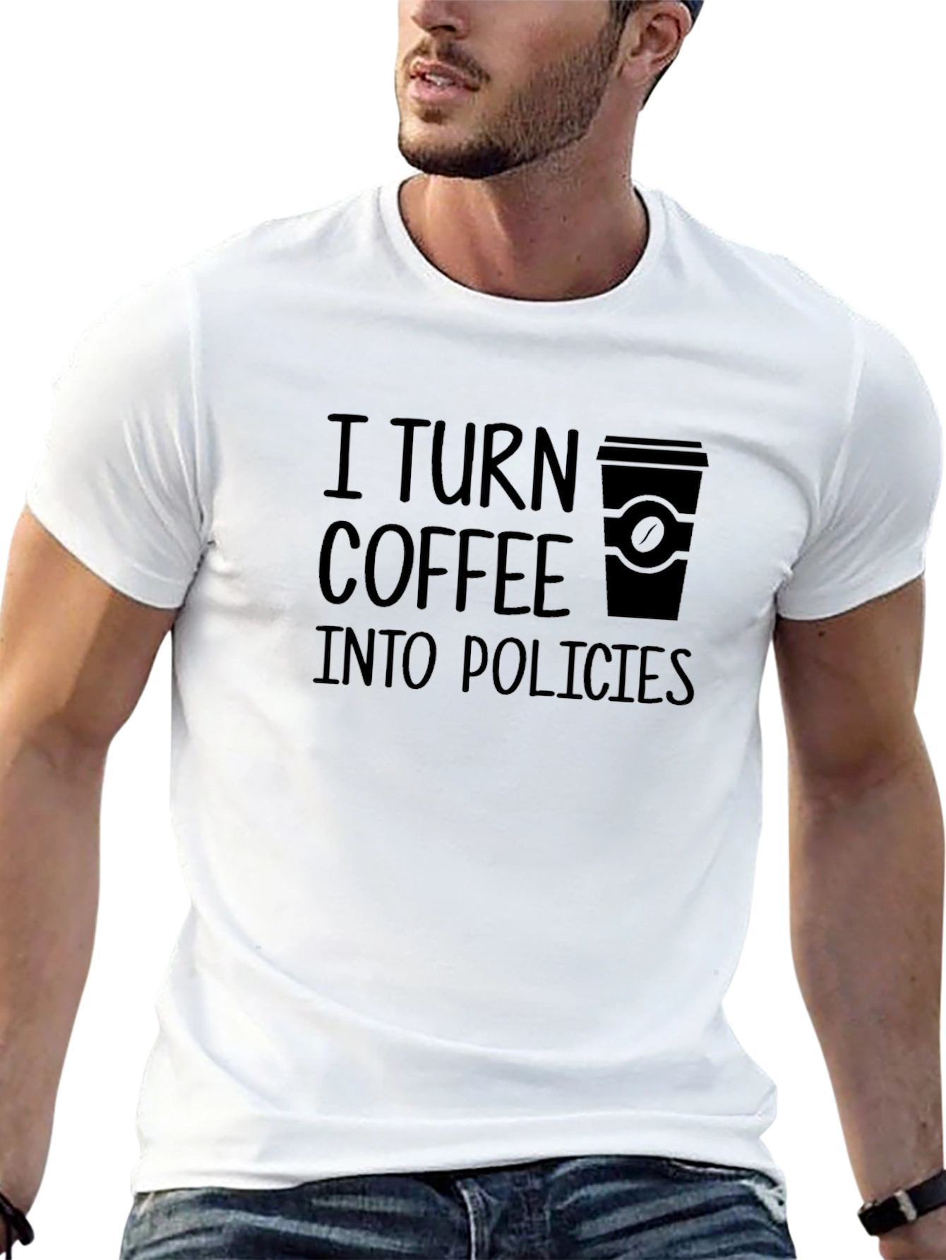 Coffee to Policies Graphic Tee - Black