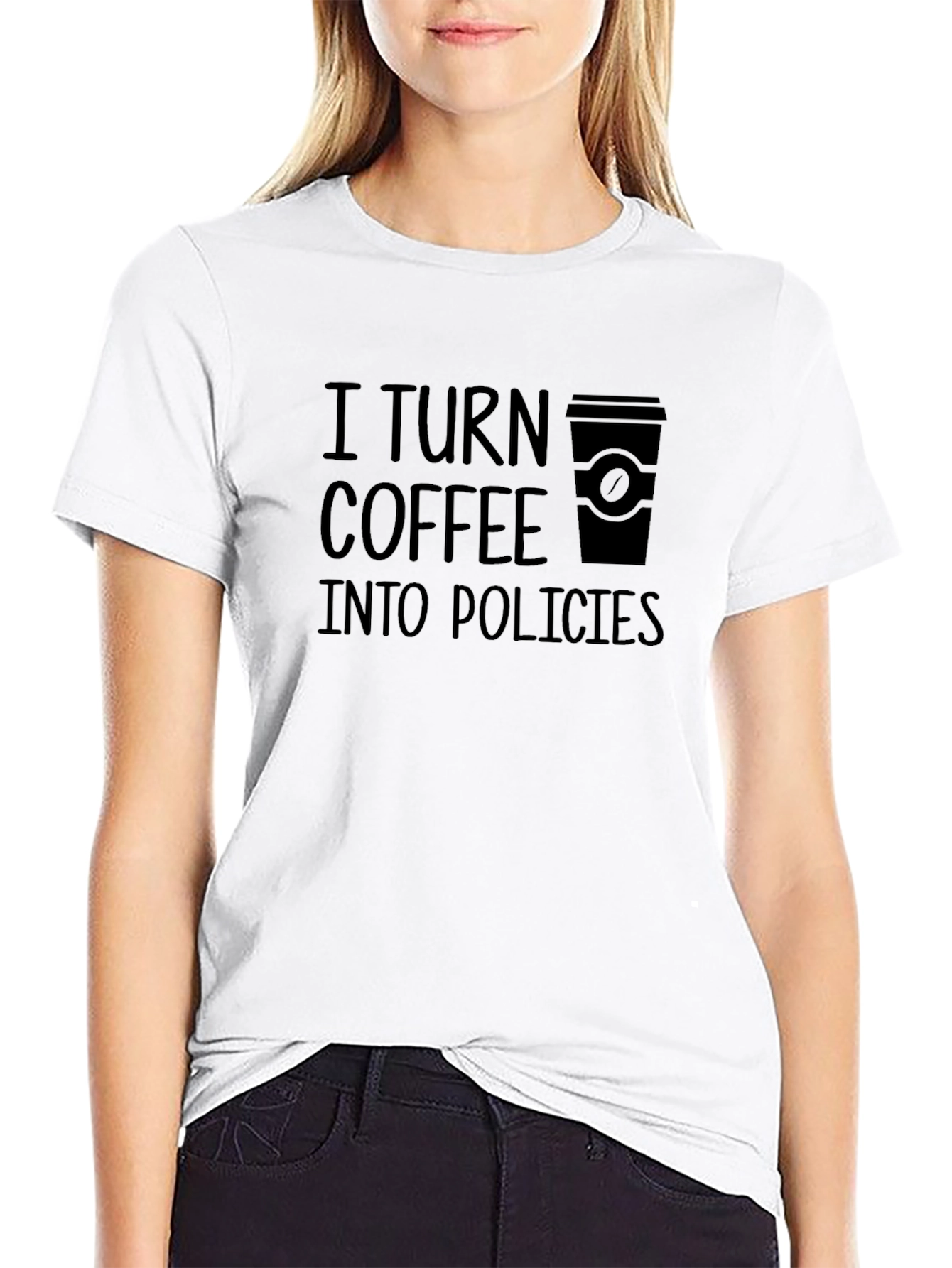 Coffee to Policies Graphic Tee - Black