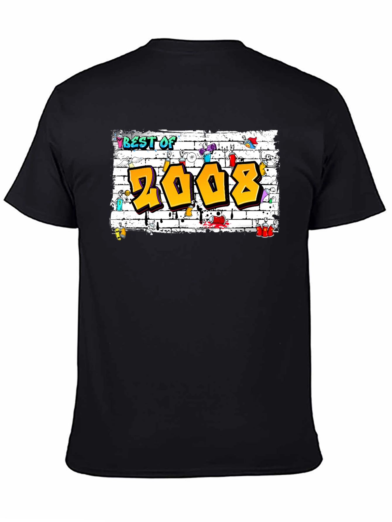 Best of 2008 Graffiti Style Black T-Shirt