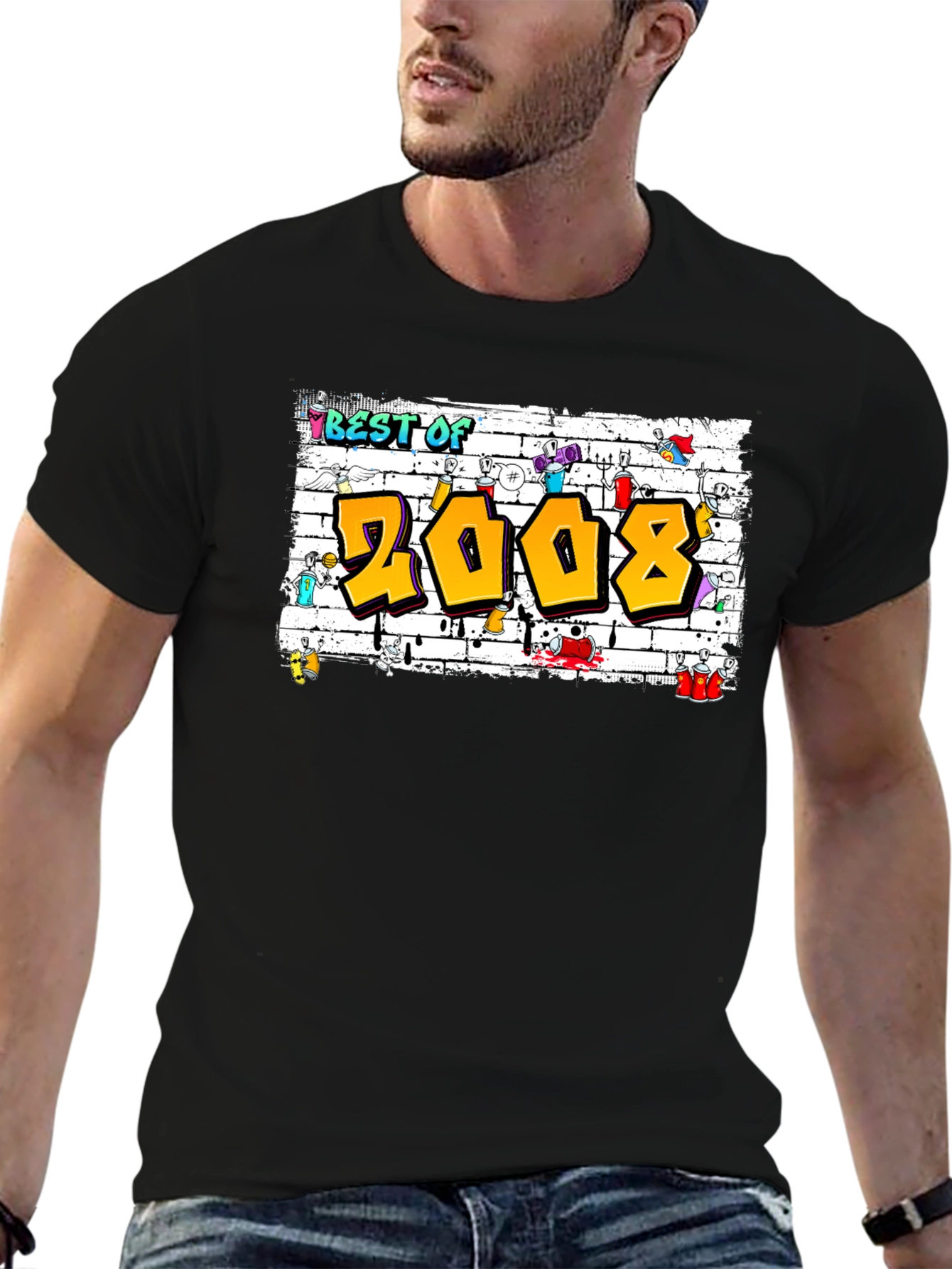 Best of 2008 Graffiti Style Black T-Shirt