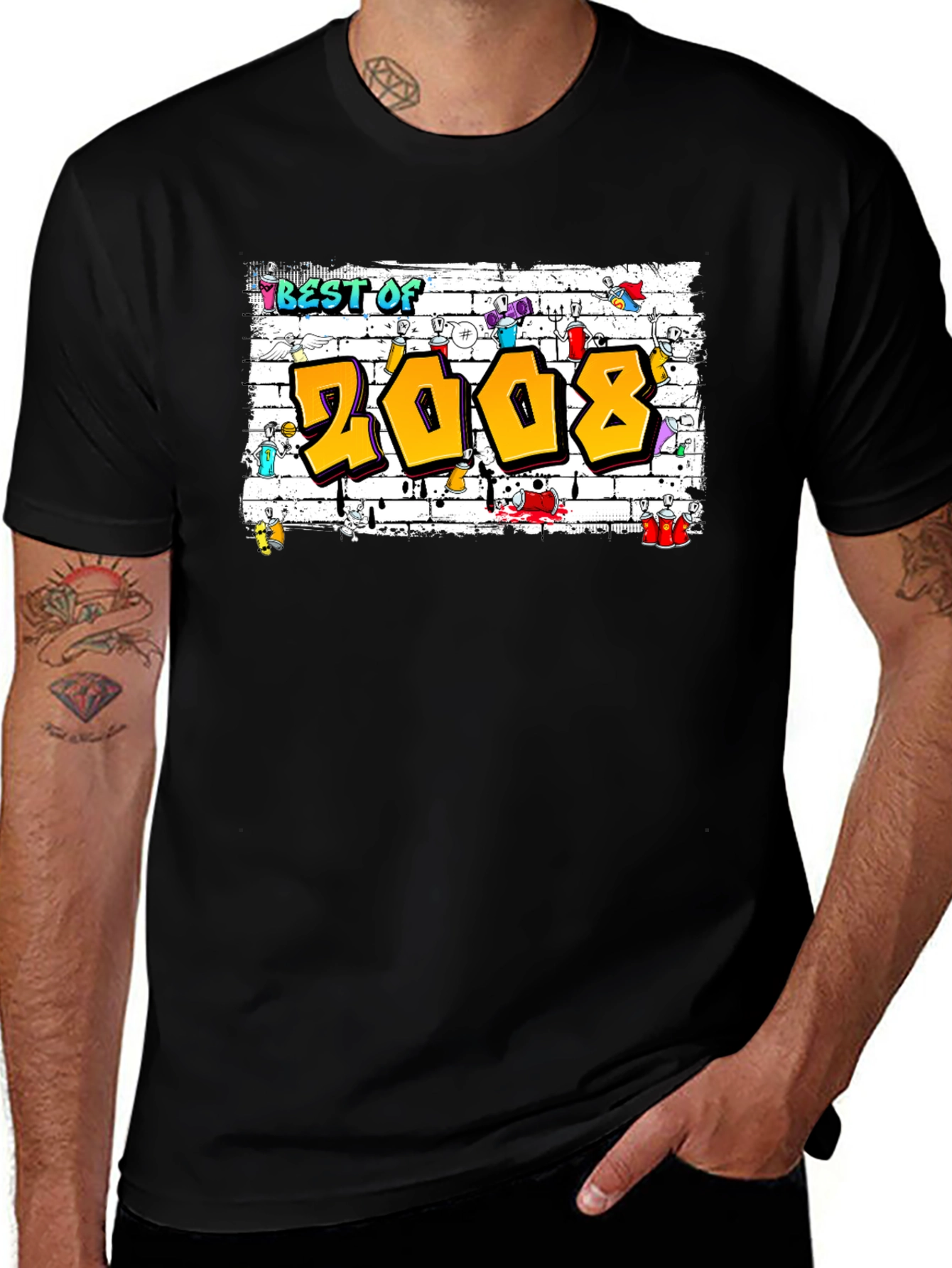 Best of 2008 Graffiti Style Black T-Shirt