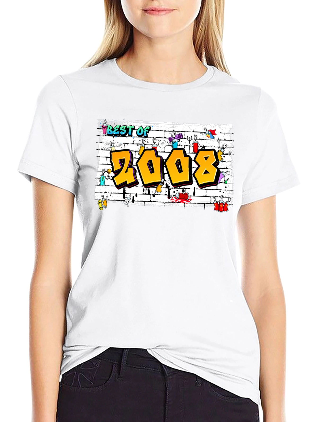 Best of 2008 Graffiti Style Black T-Shirt