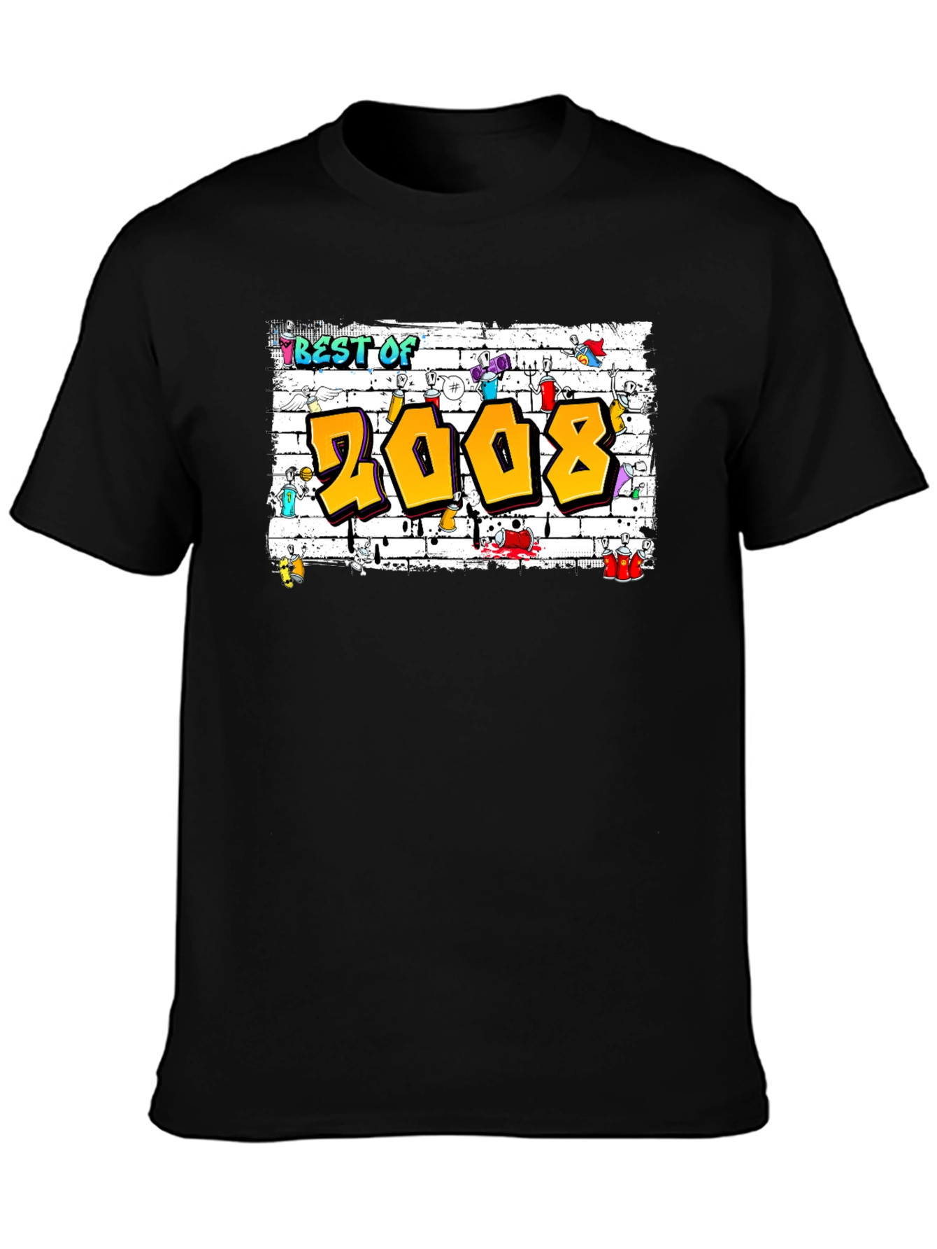 Best of 2008 Graffiti Style Black T-Shirt