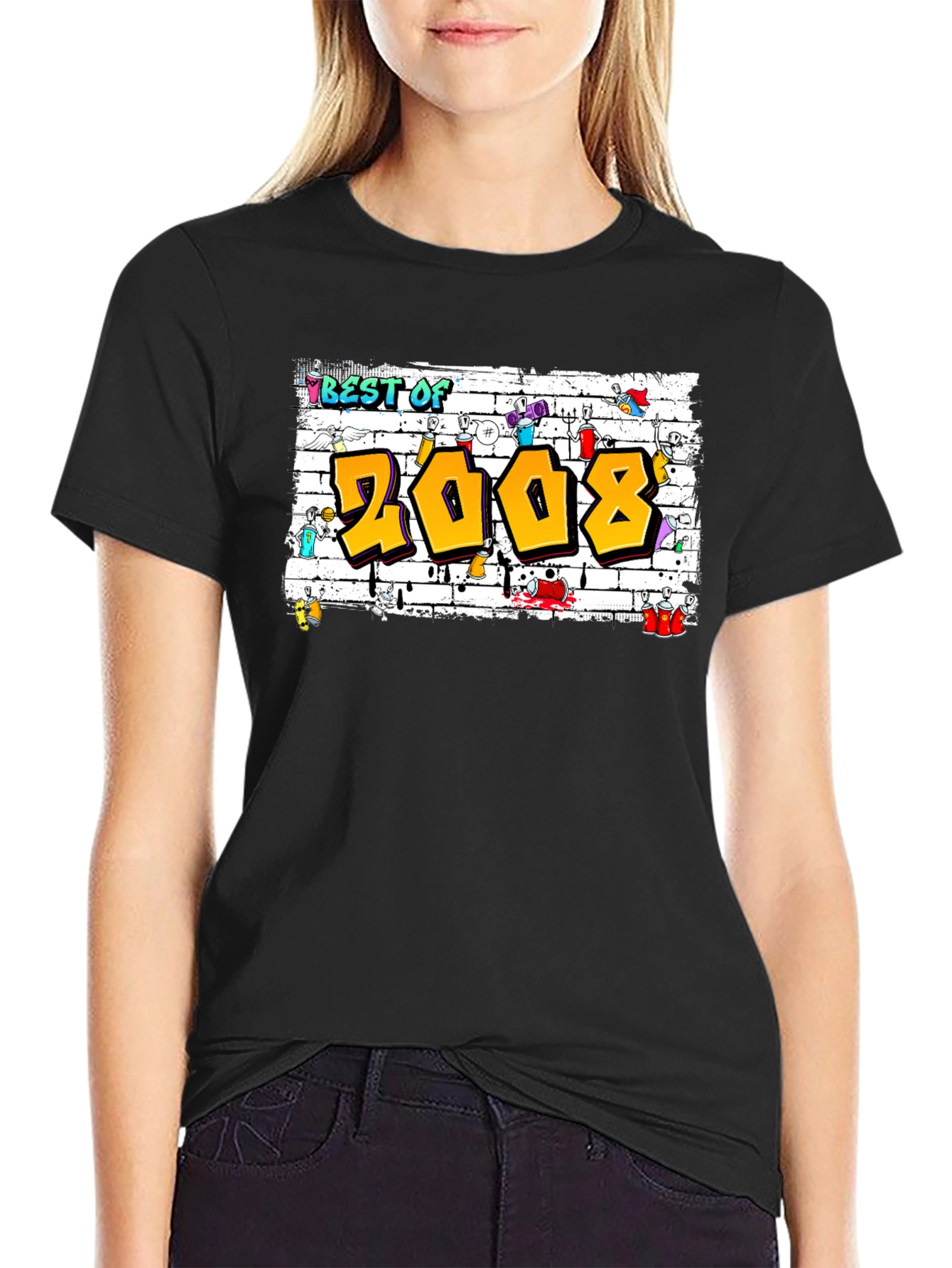 Best of 2008 Graffiti Style Black T-Shirt