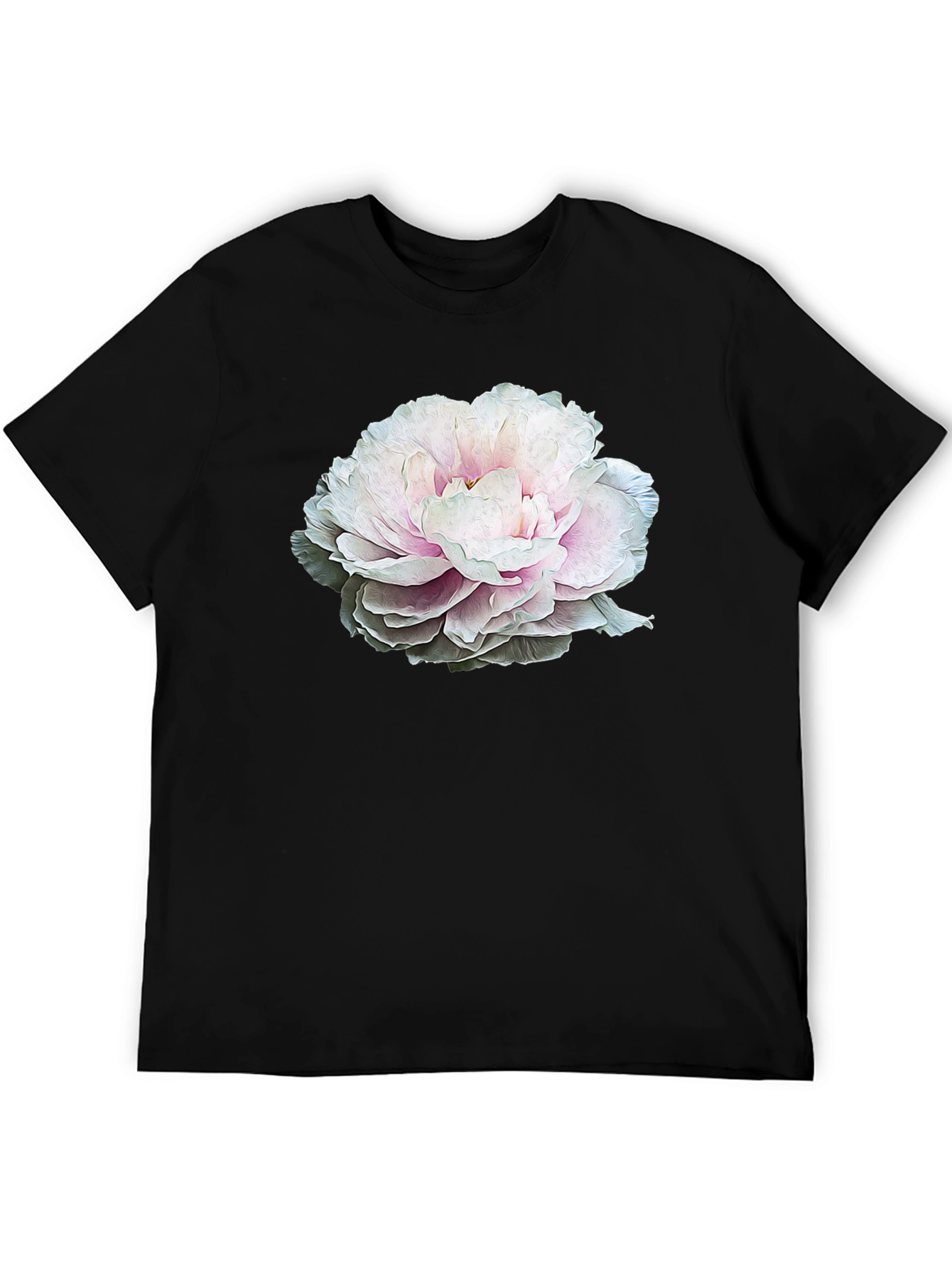 Floral Graphic Tee - Black Cotton T-Shirt