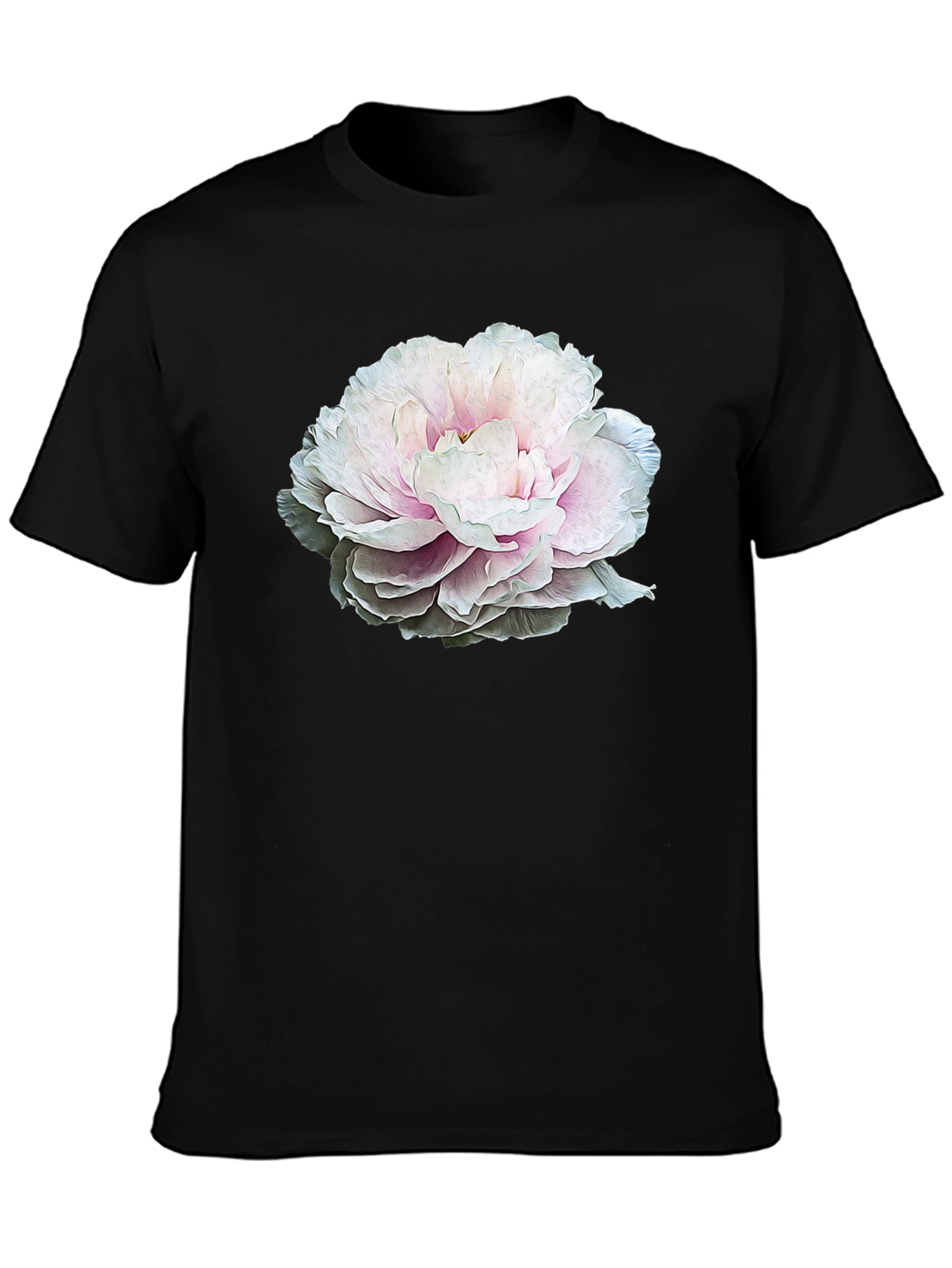 Floral Graphic Tee - Black Cotton T-Shirt