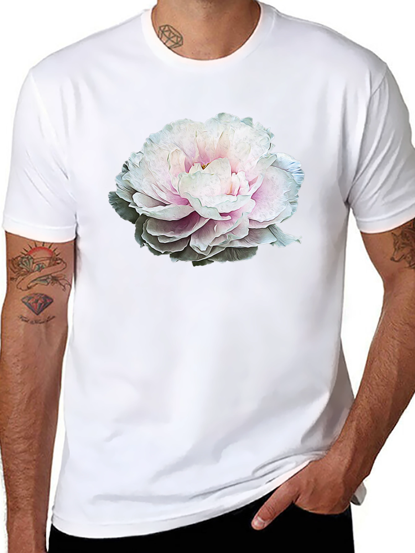 Floral Graphic Tee - Black Cotton T-Shirt