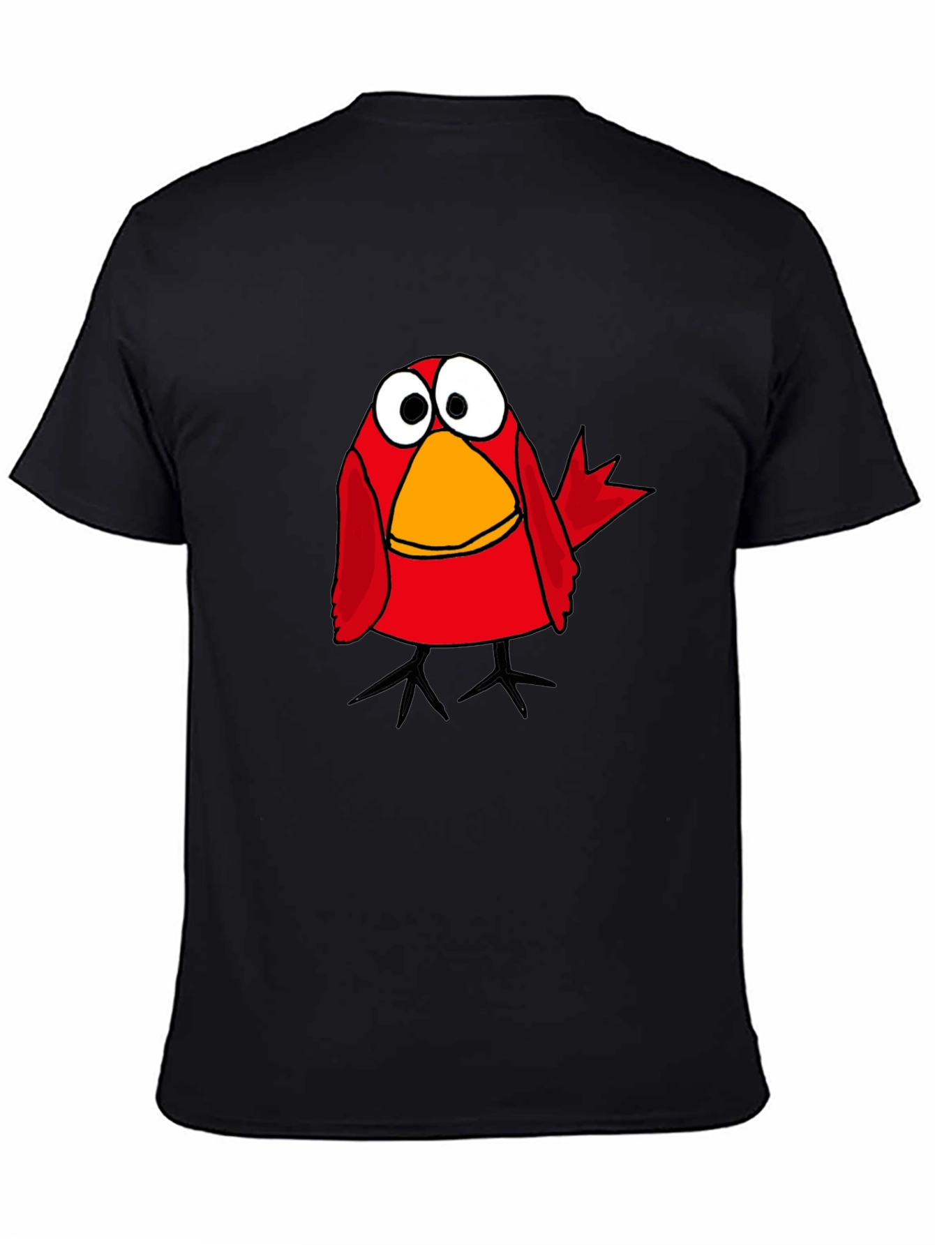 Funny Cartoon Bird Black T-Shirt