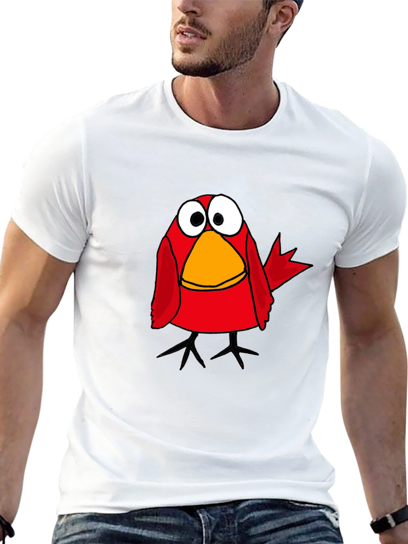 Funny Cartoon Bird Black T-Shirt
