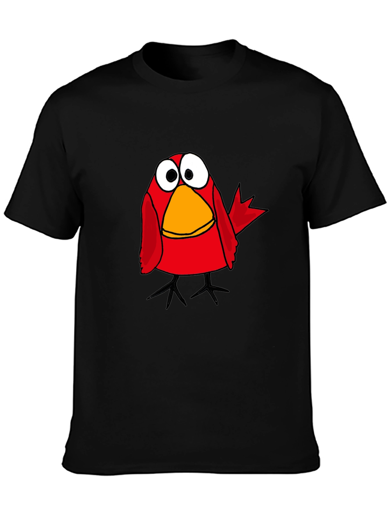 Funny Cartoon Bird Black T-Shirt