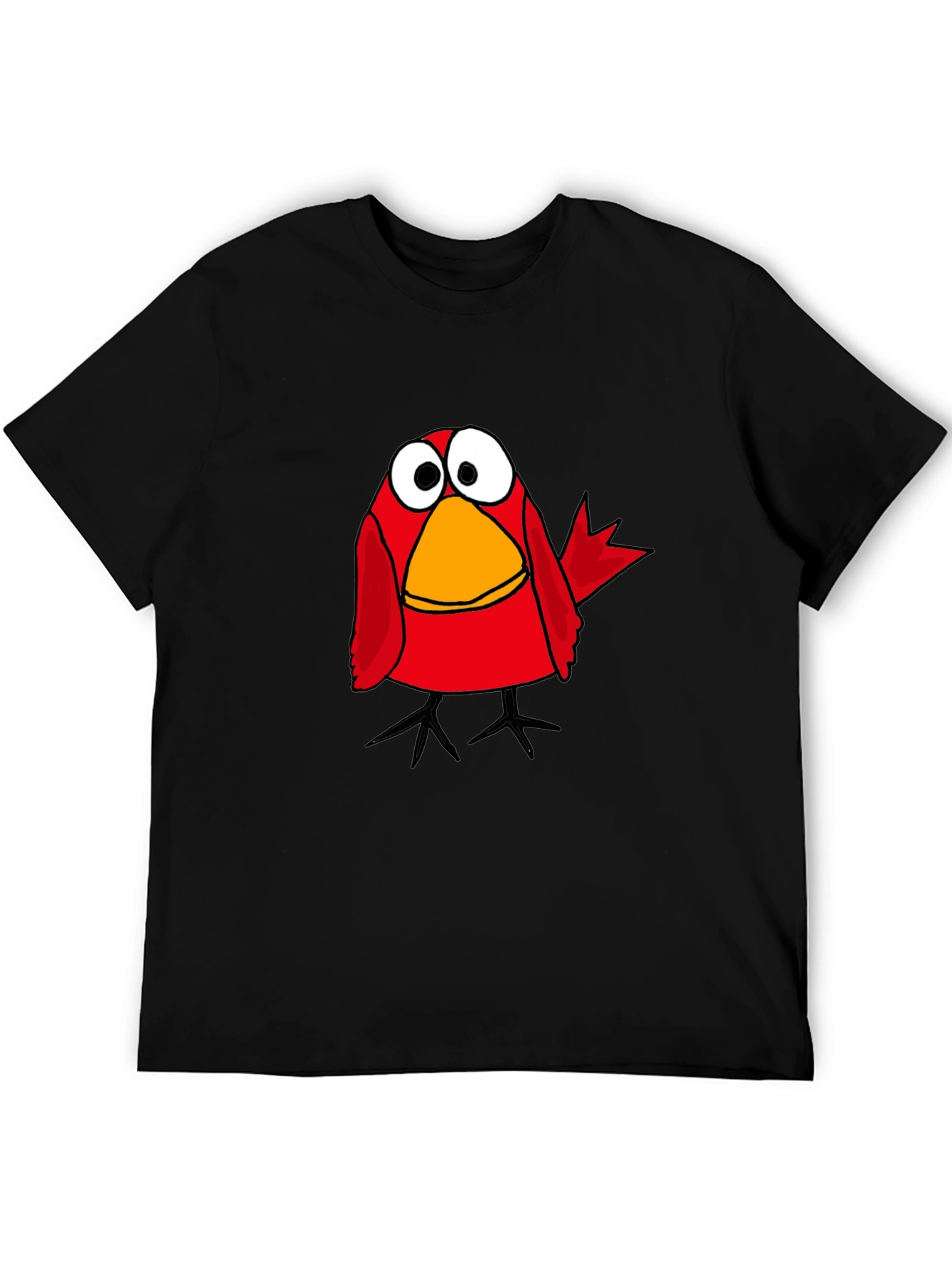 Funny Cartoon Bird Black T-Shirt