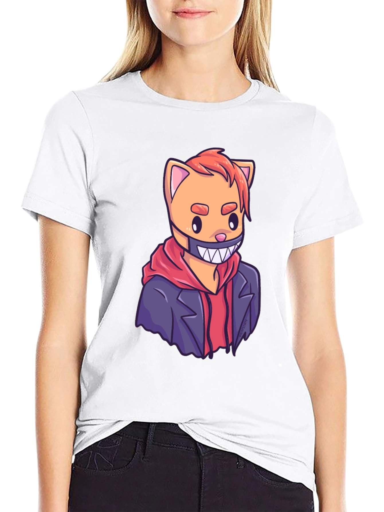 Cat Gangster Graphic Tee - Black