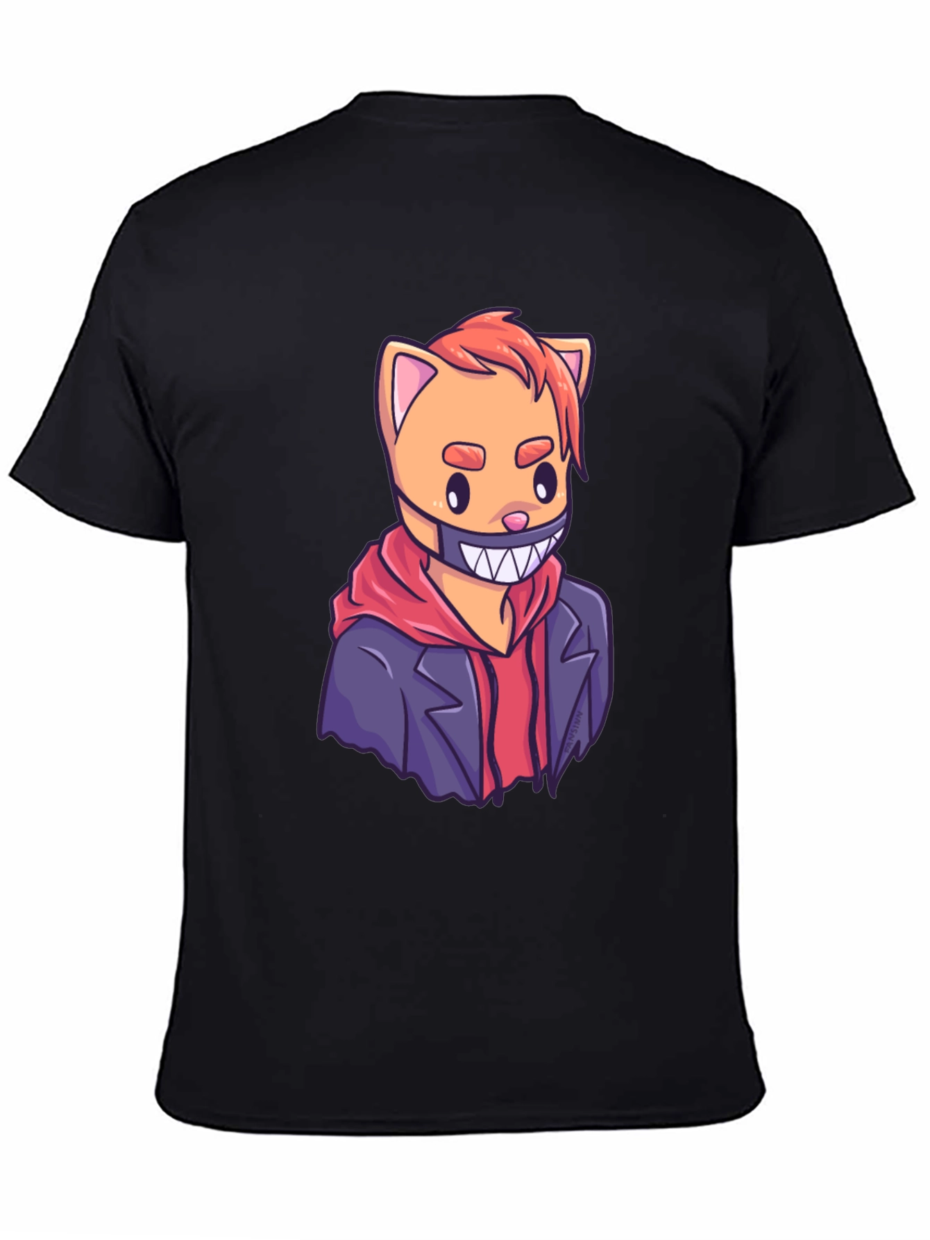 Cat Gangster Graphic Tee - Black