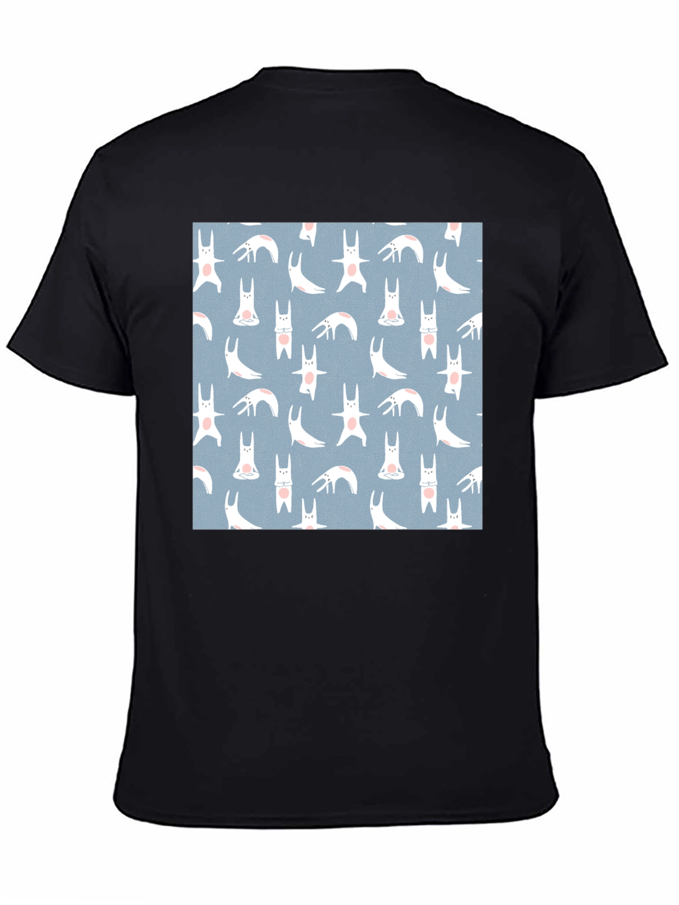 Black Tee with Bunny Yoga Pattern