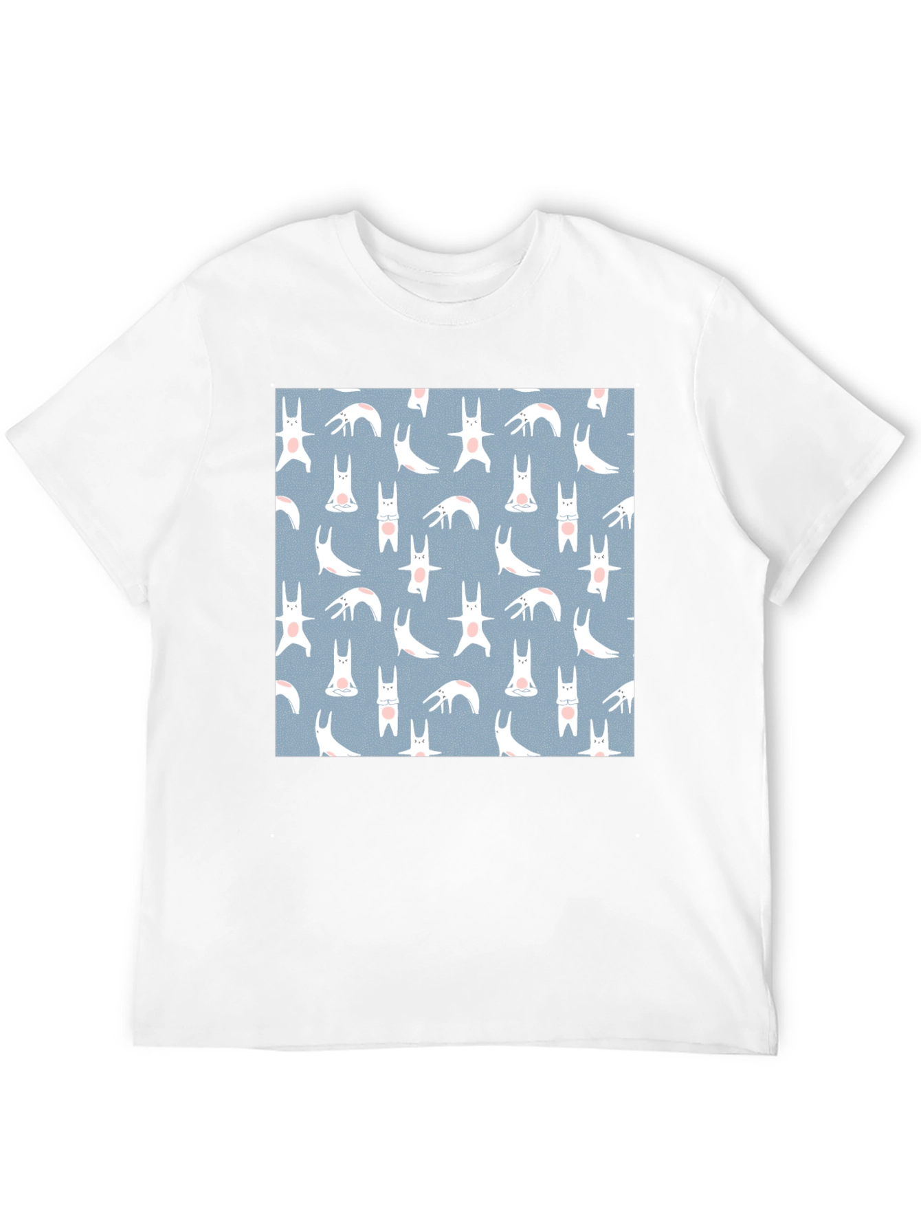 Black Tee with Bunny Yoga Pattern