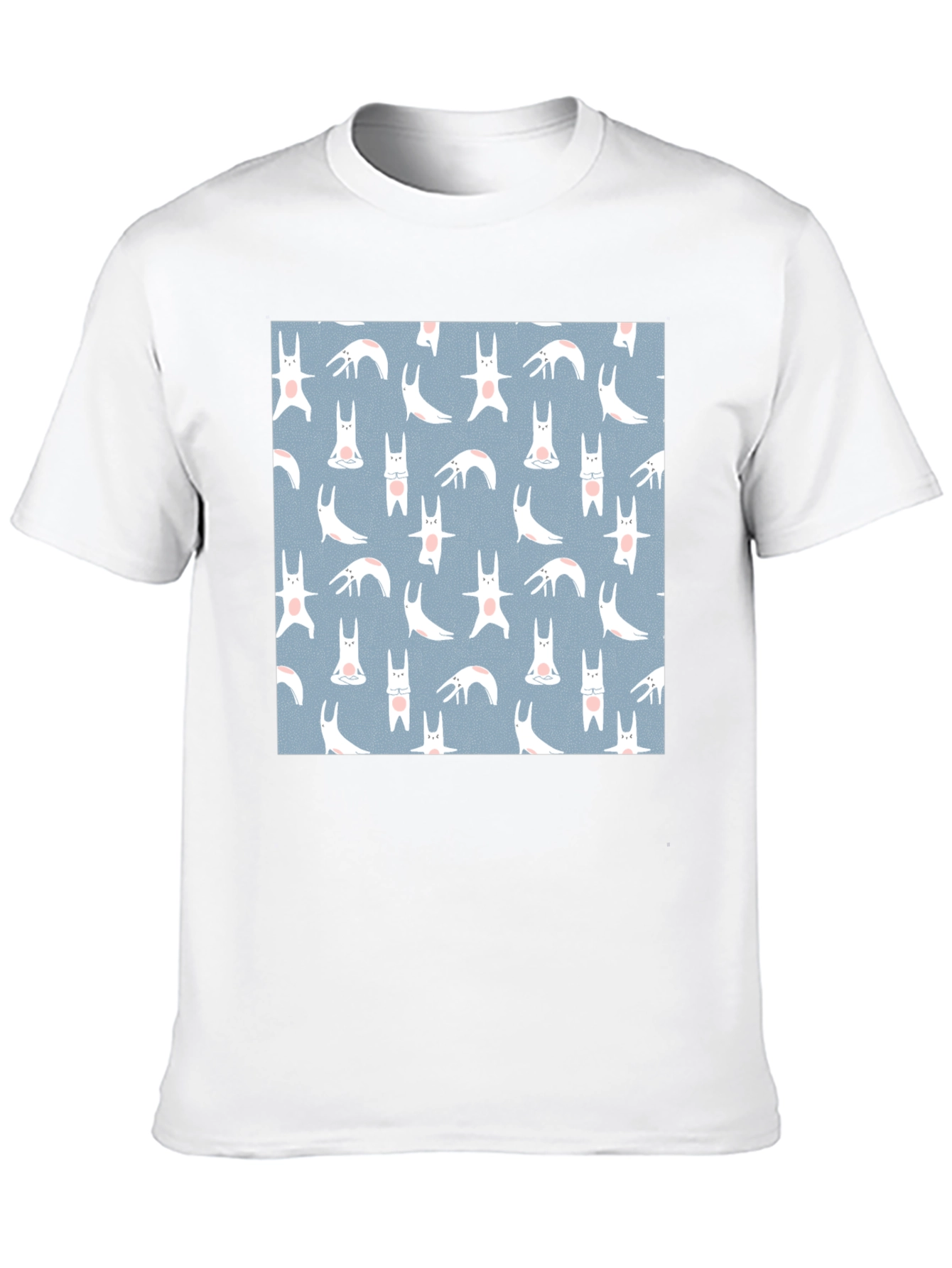 Black Tee with Bunny Yoga Pattern