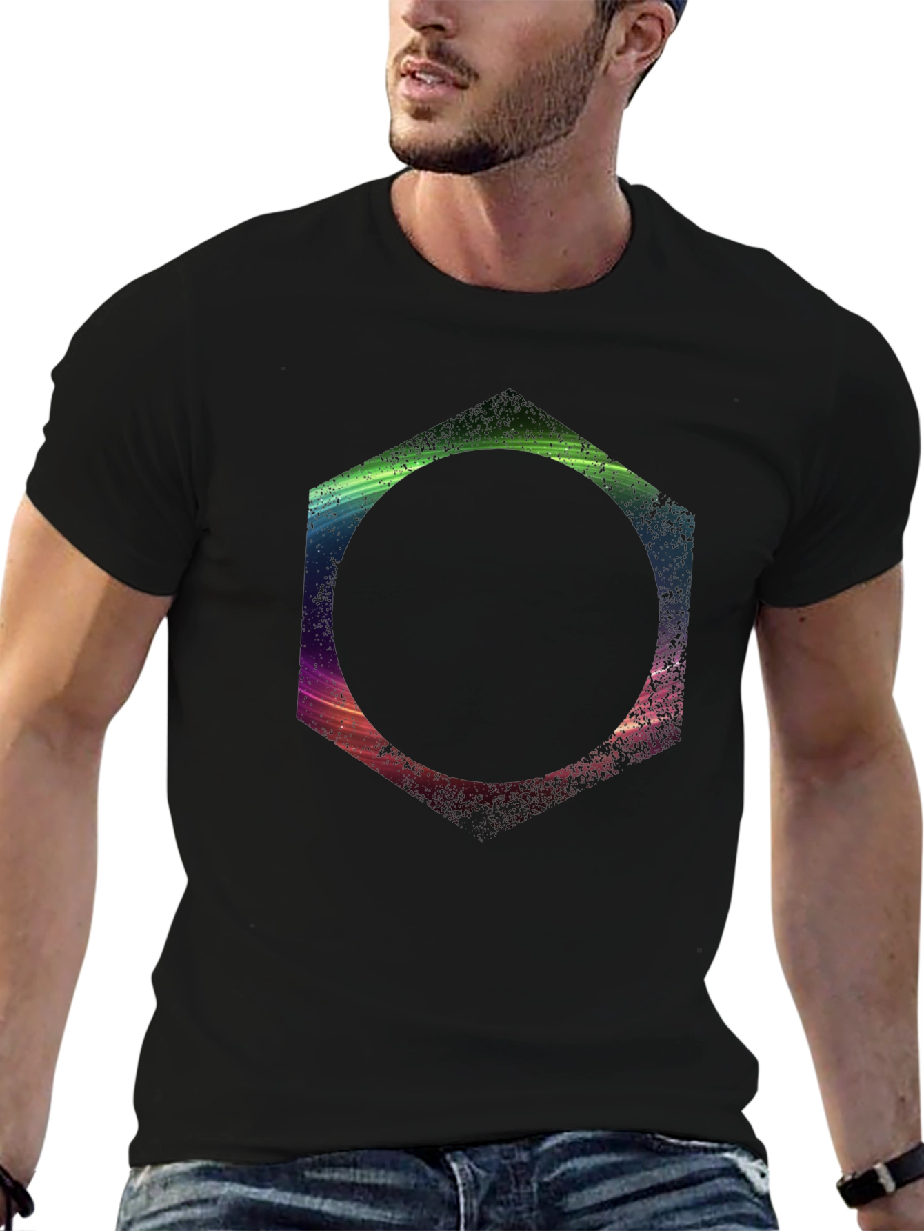 Geometric Print Black T-Shirt
