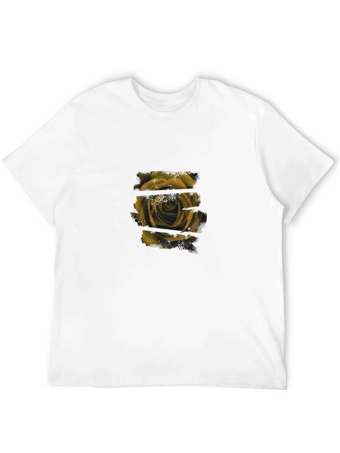 Stylish Black T-Shirt with Rose Graphic Print
