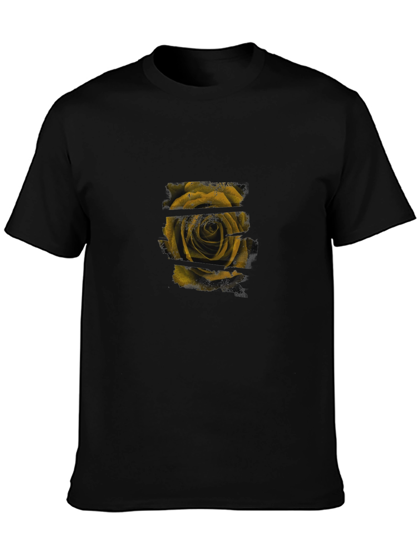 Stylish Black T-Shirt with Rose Graphic Print