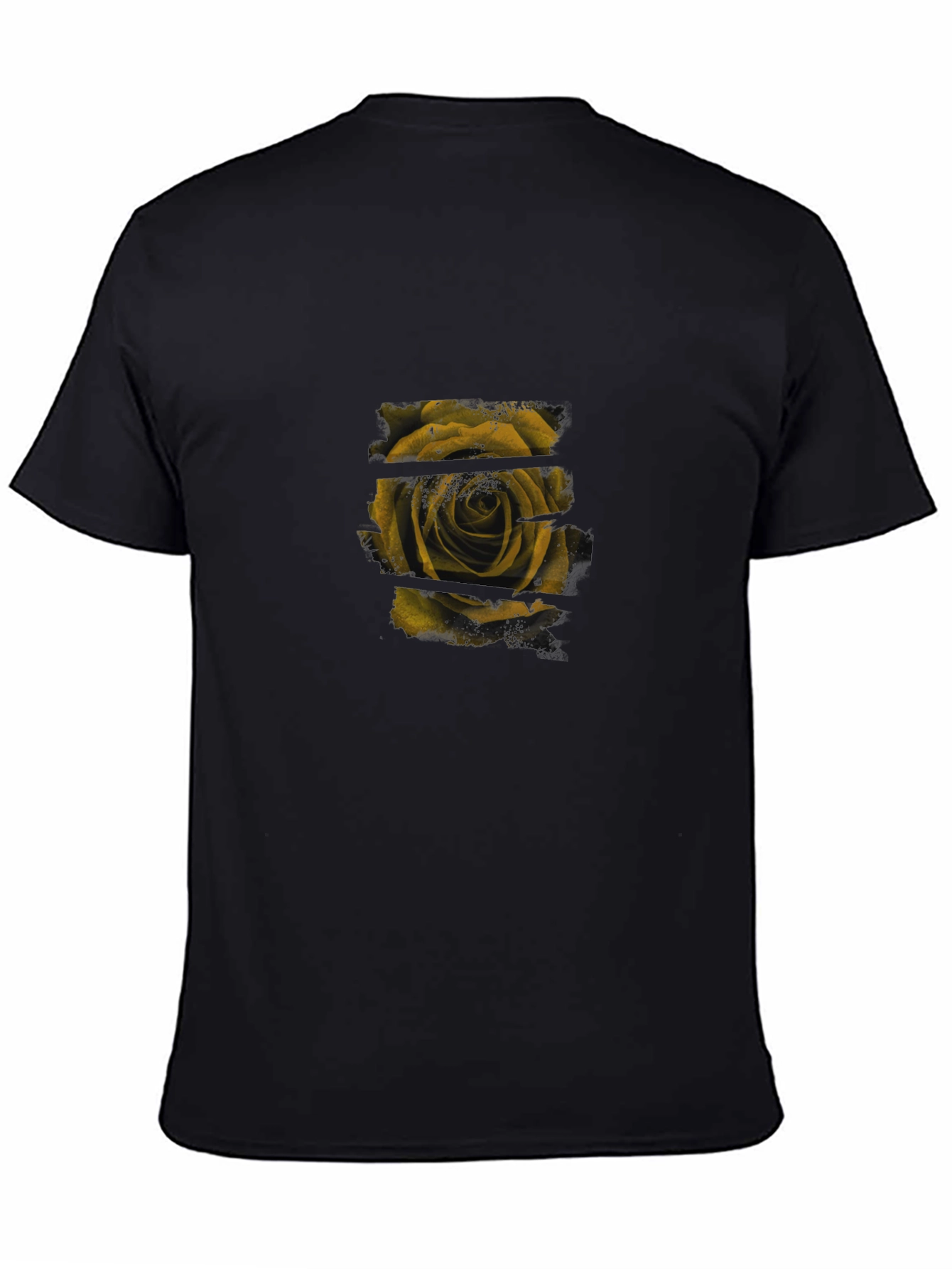 Stylish Black T-Shirt with Rose Graphic Print