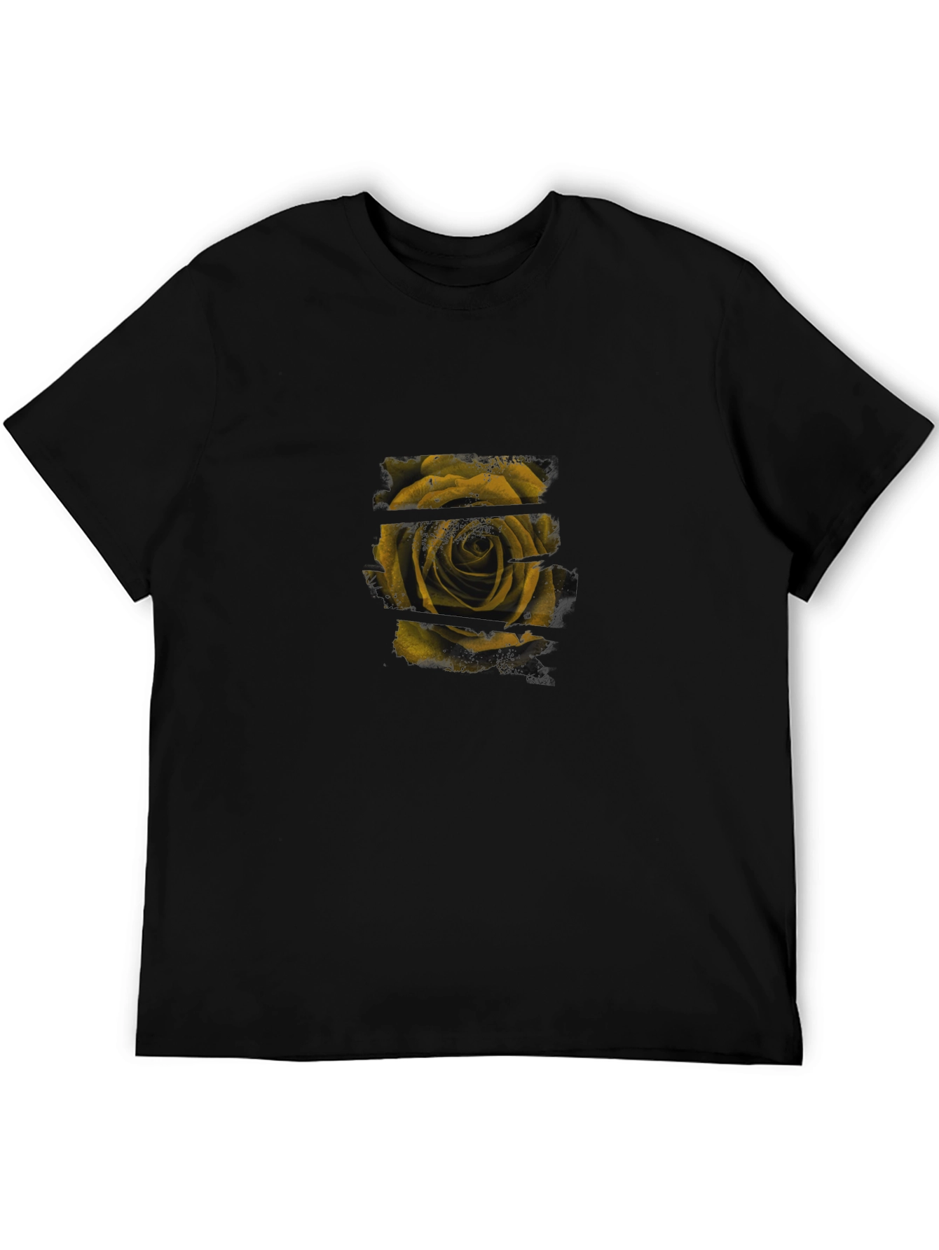 Stylish Black T-Shirt with Rose Graphic Print