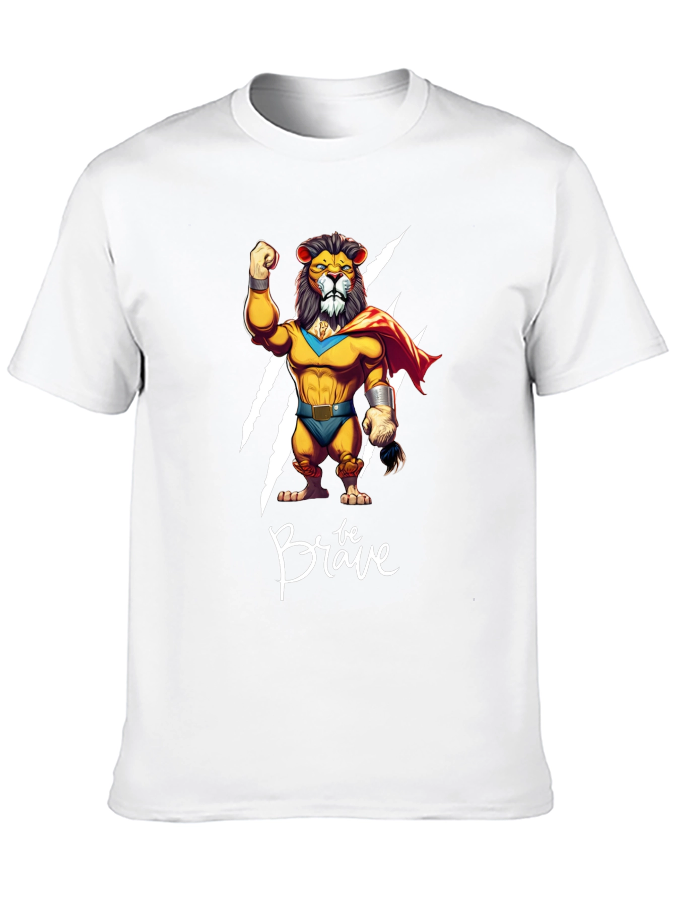 Be Brave Lion T-Shirt - Cartoon Superhero Style
