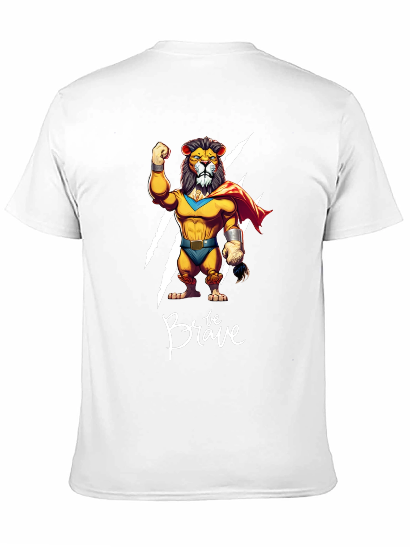 Be Brave Lion T-Shirt - Cartoon Superhero Style