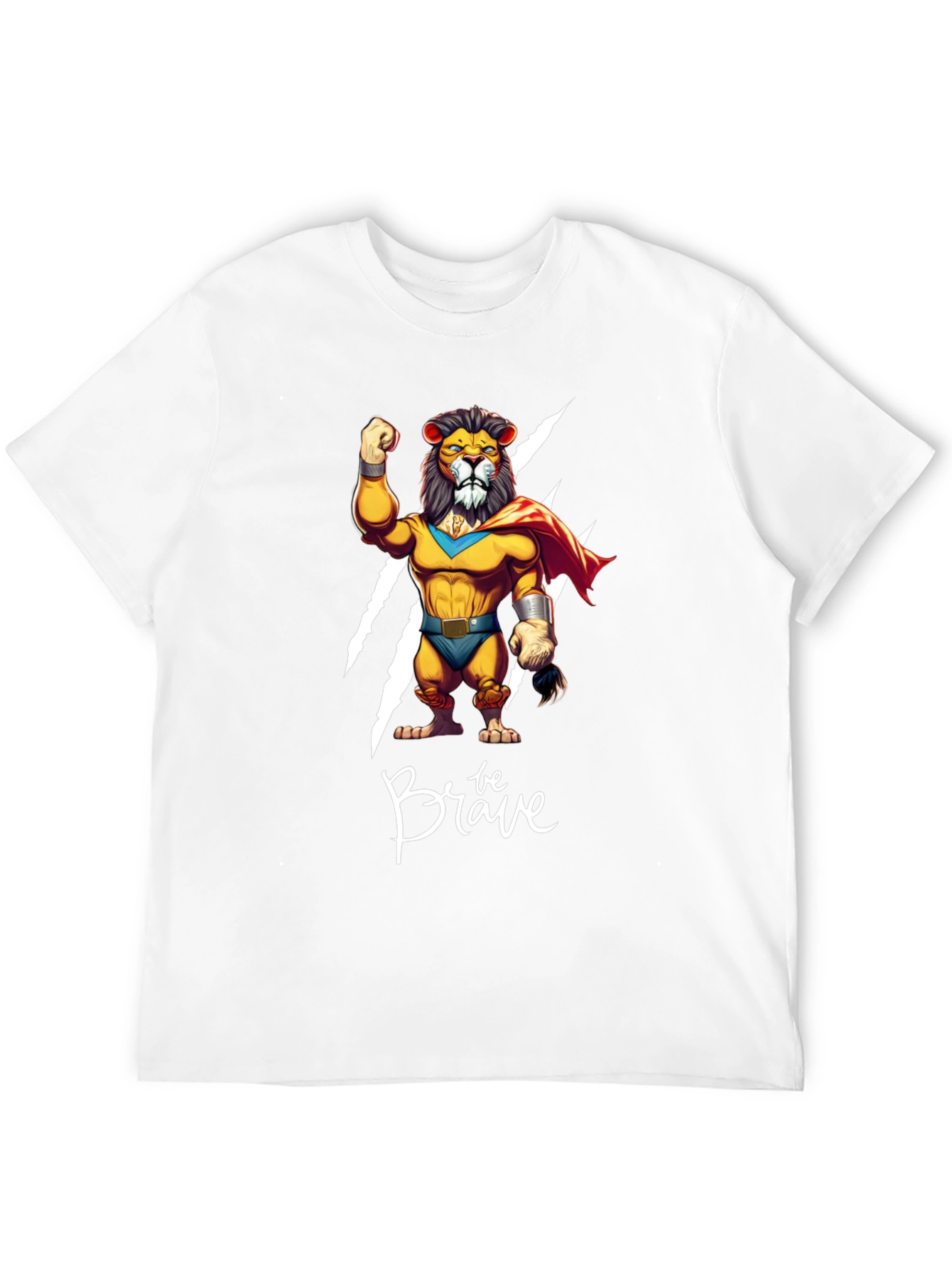 Be Brave Lion T-Shirt - Cartoon Superhero Style