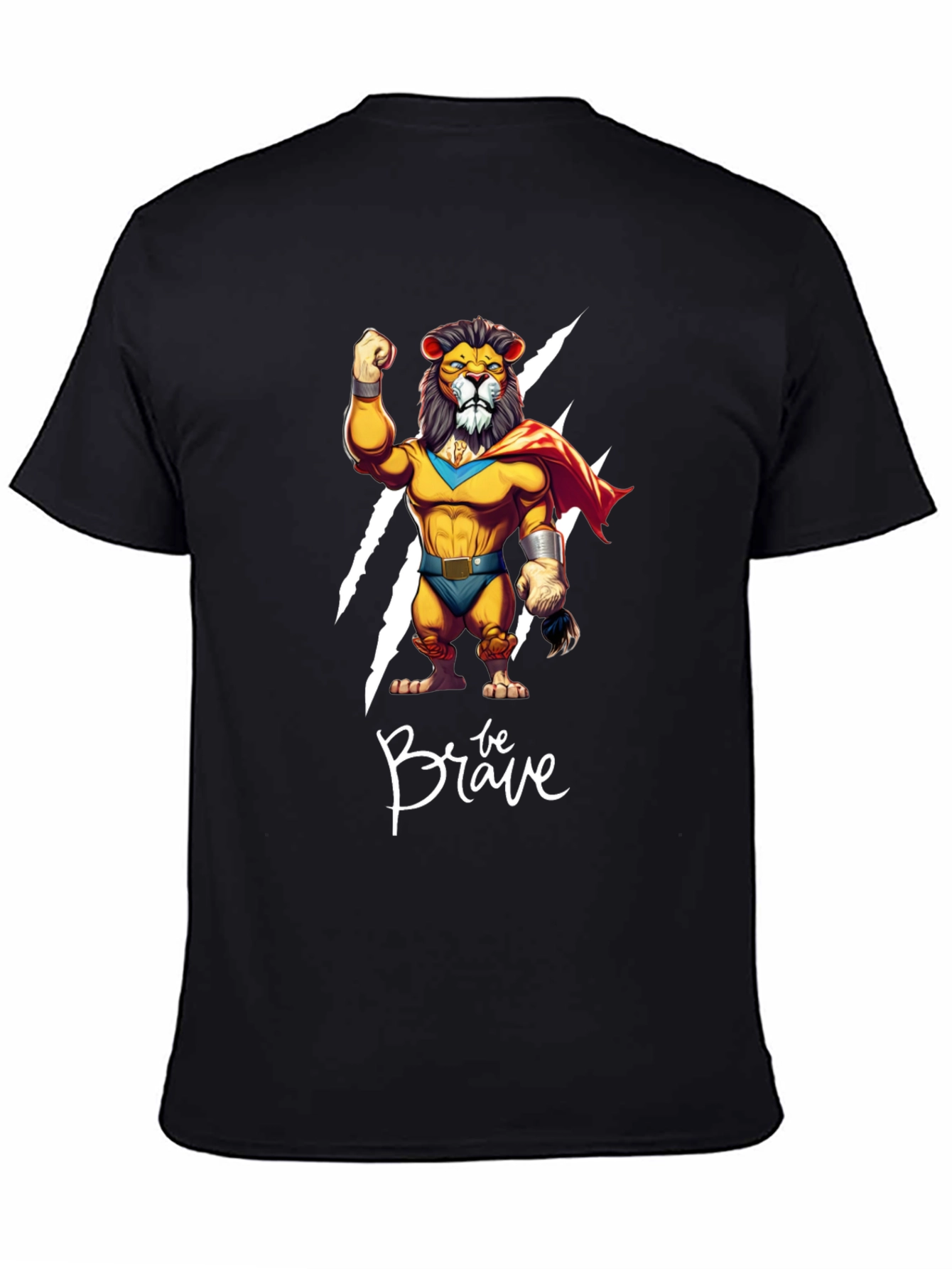 Be Brave Lion T-Shirt - Cartoon Superhero Style