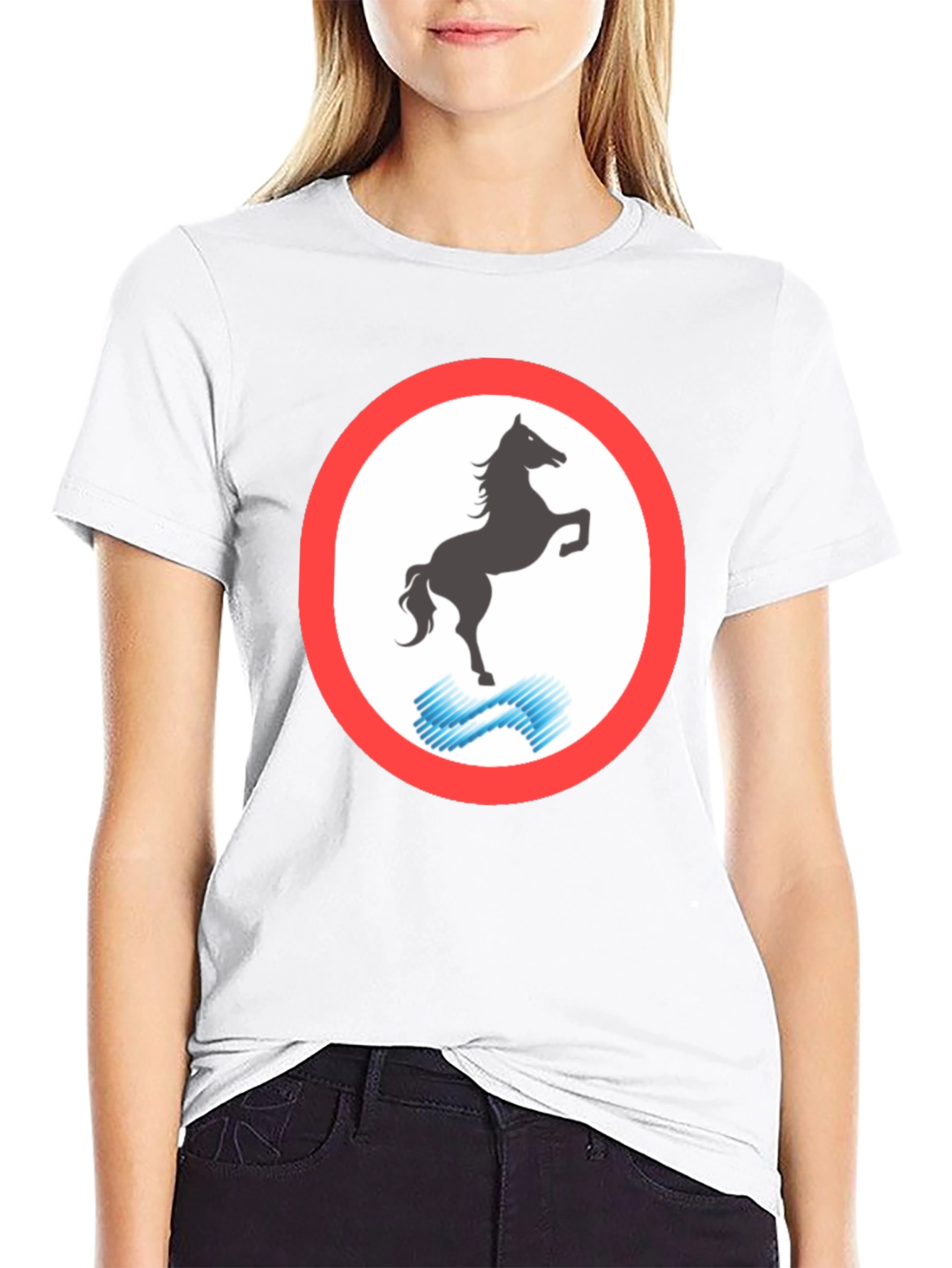 Horse Silhouette Graphic Tee - Black Cotton Blend