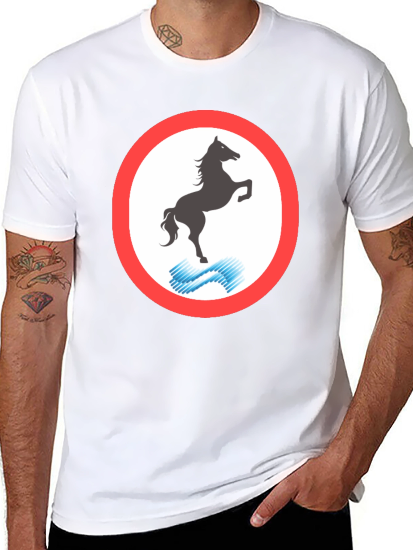 Horse Silhouette Graphic Tee - Black Cotton Blend