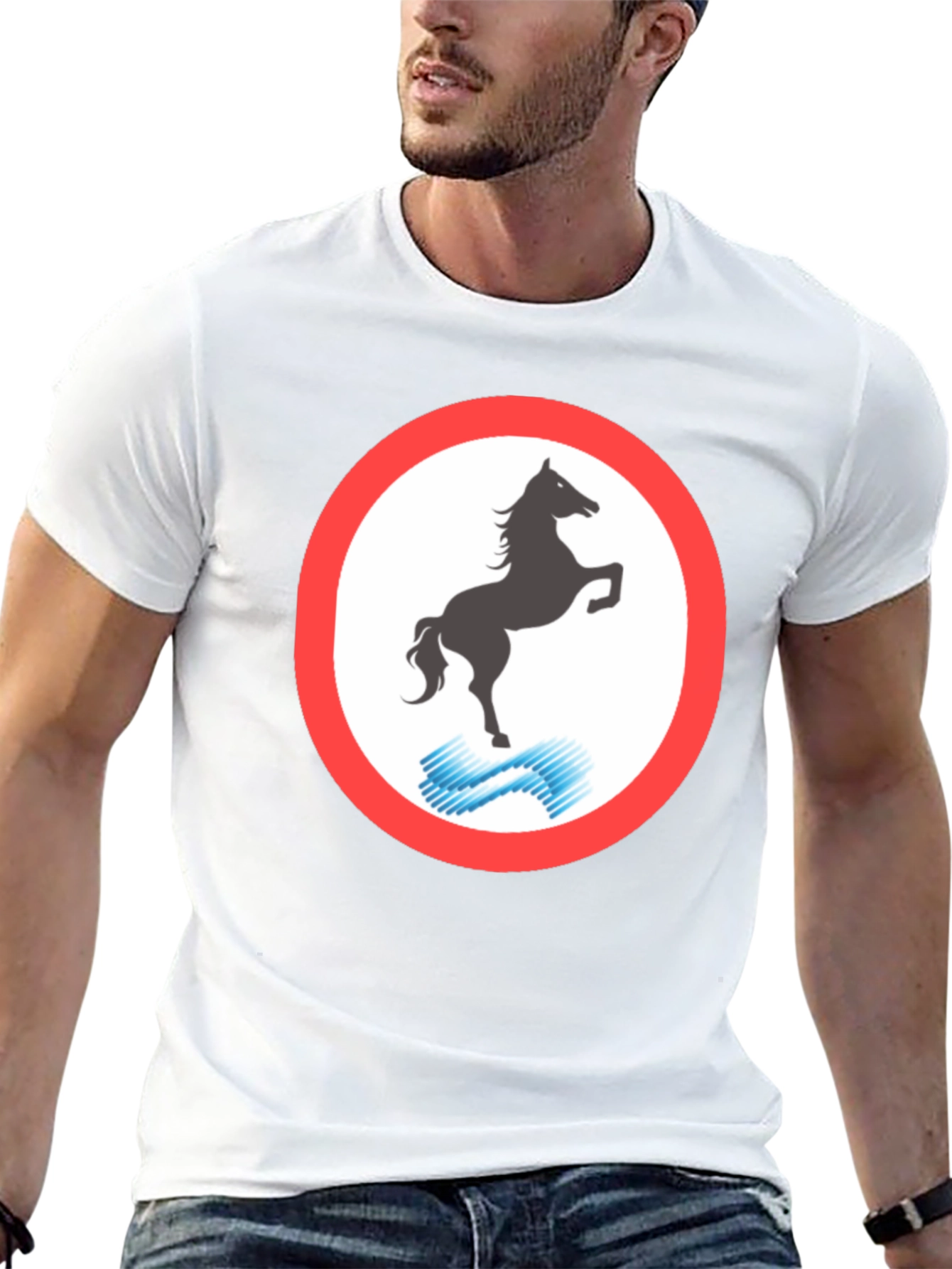 Horse Silhouette Graphic Tee - Black Cotton Blend